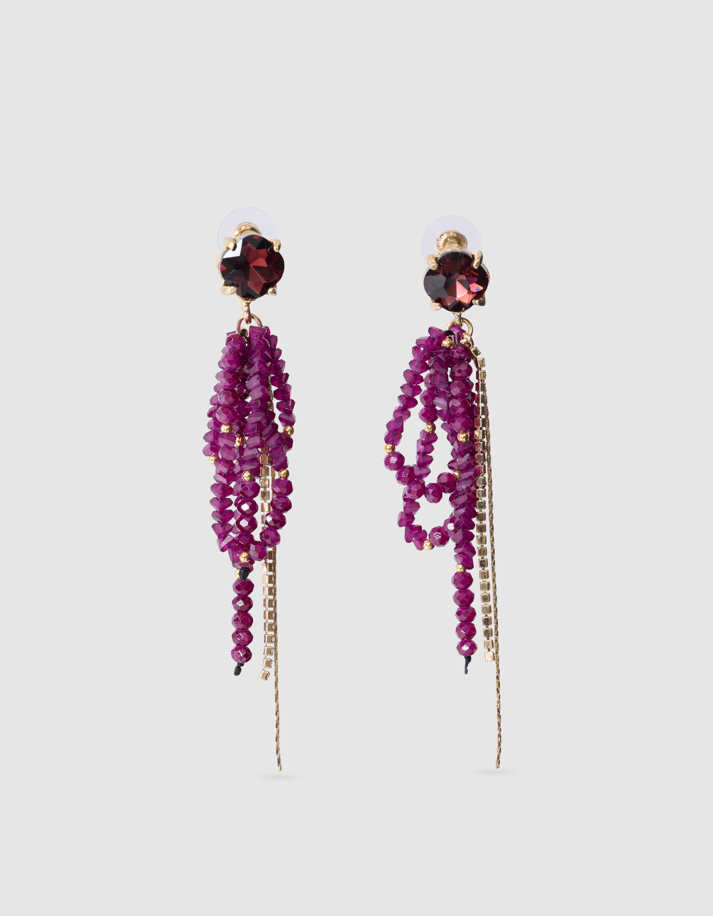 Beaded Strass Oorbellen Donkerpaars SHOEBY ACCESSOIRES