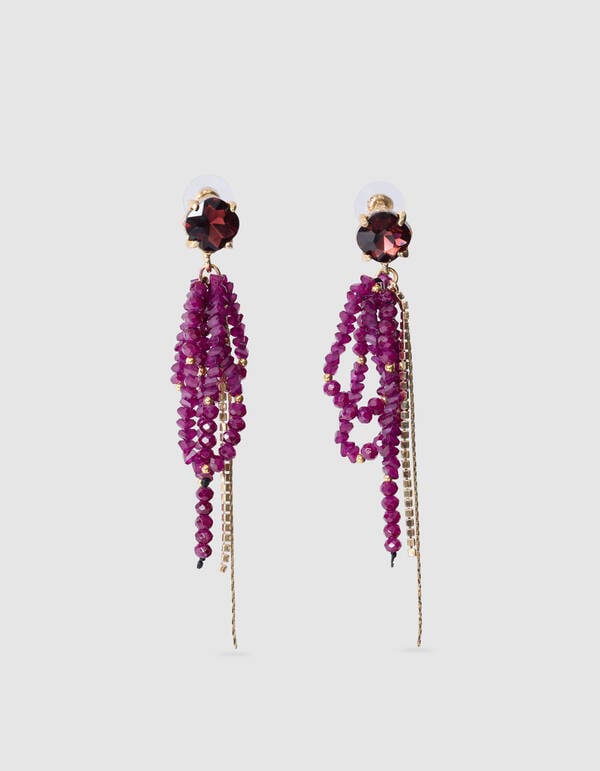 Beaded Strass Oorbellen Donkerpaars SHOEBY ACCESSOIRES