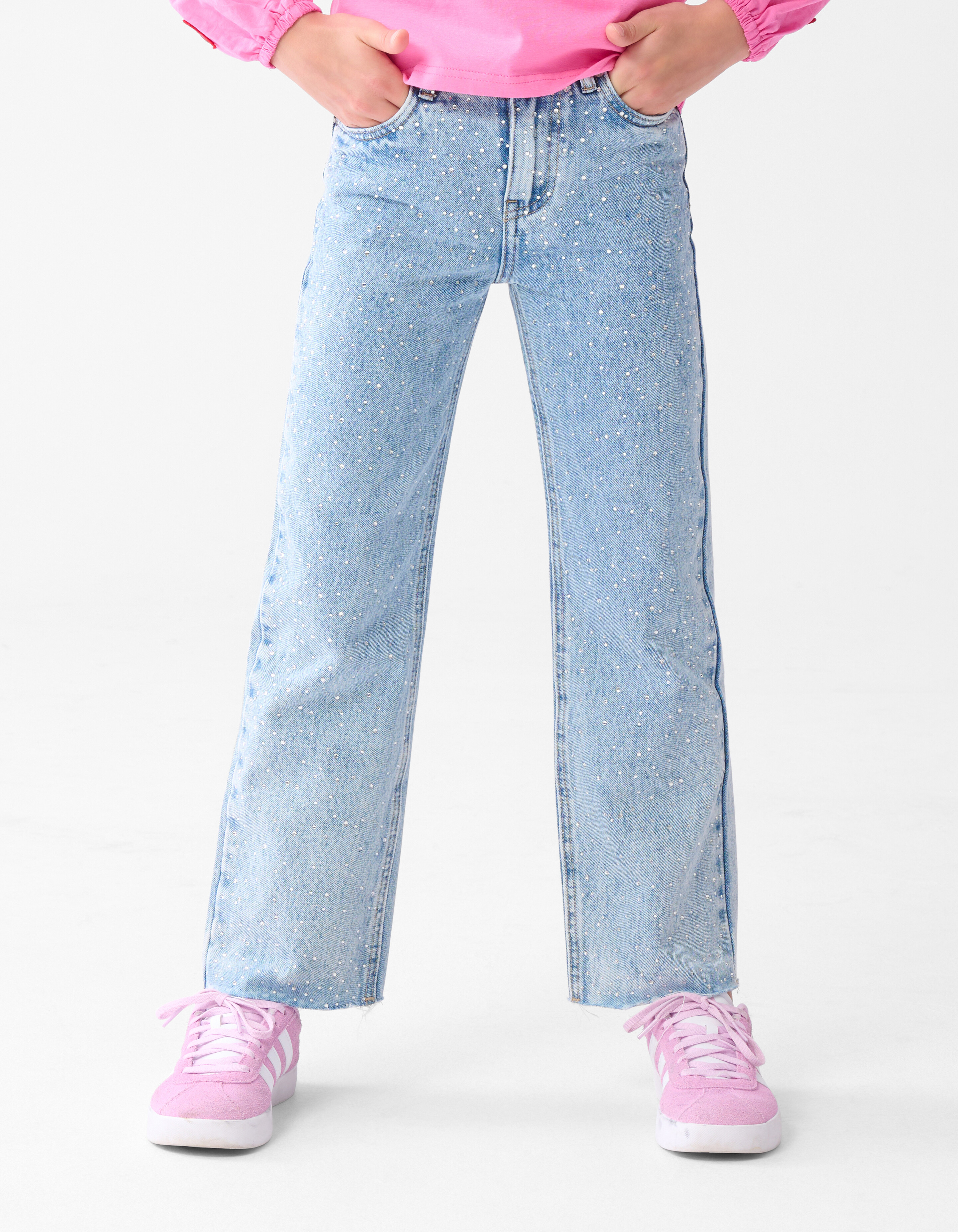 Strass Wide Leg Jeans Mediumstone SHOEBY GIRLS