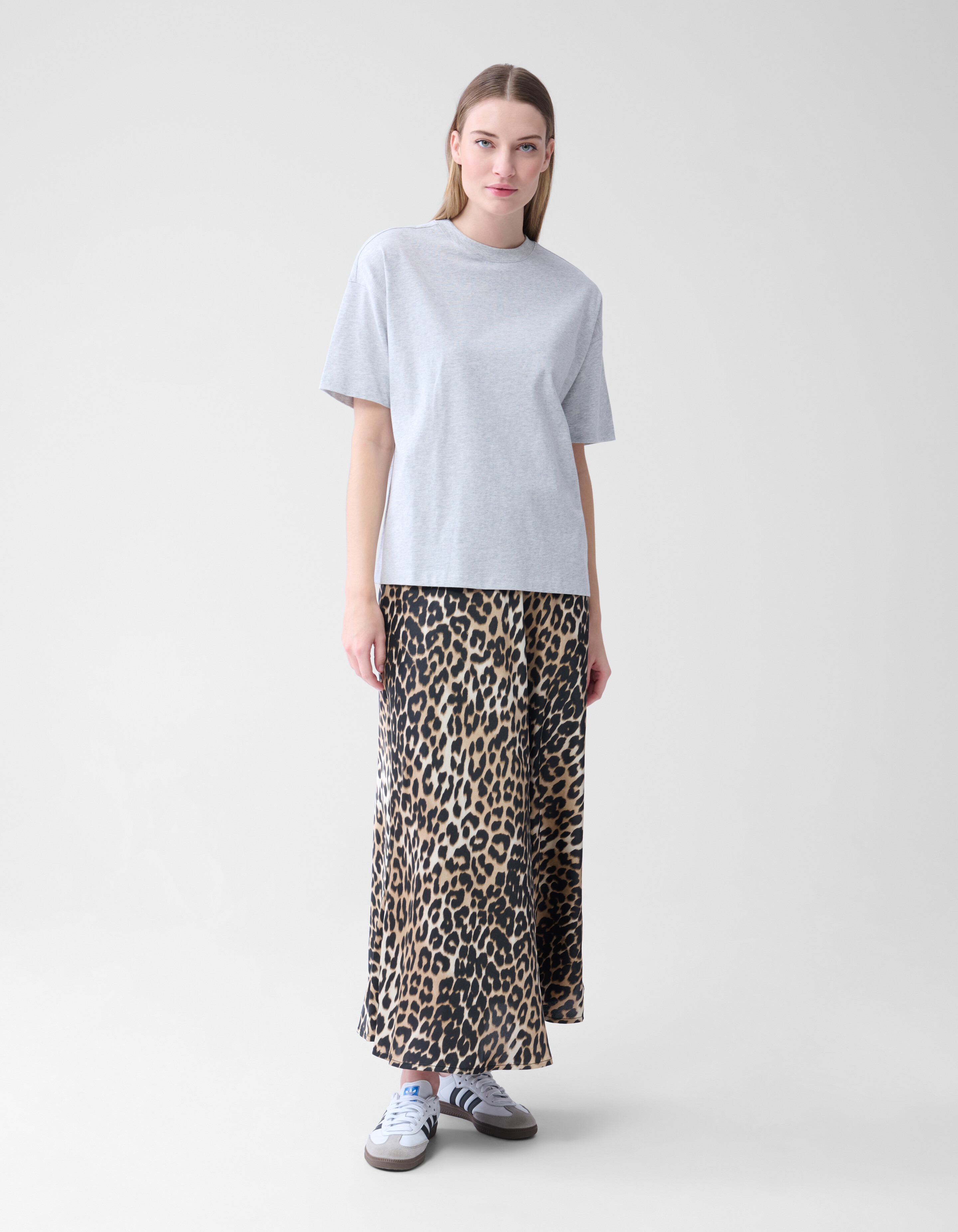 Oversized Basis T-shirt Lichtgrijs SHOEBY WOMEN