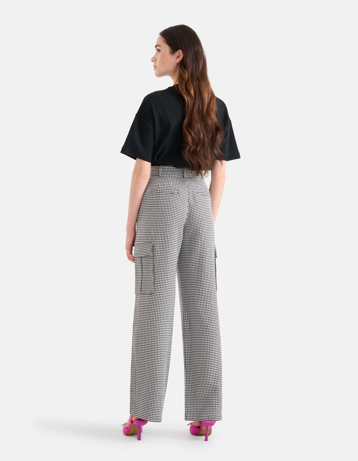 Pied-De-Poule Cargo Broek Zwart/Wit SHOEBY WOMEN