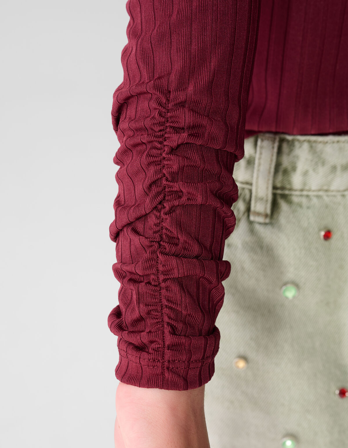 Soft Puff Rib Longsleeve Donkerrood SHOEBY GIRLS