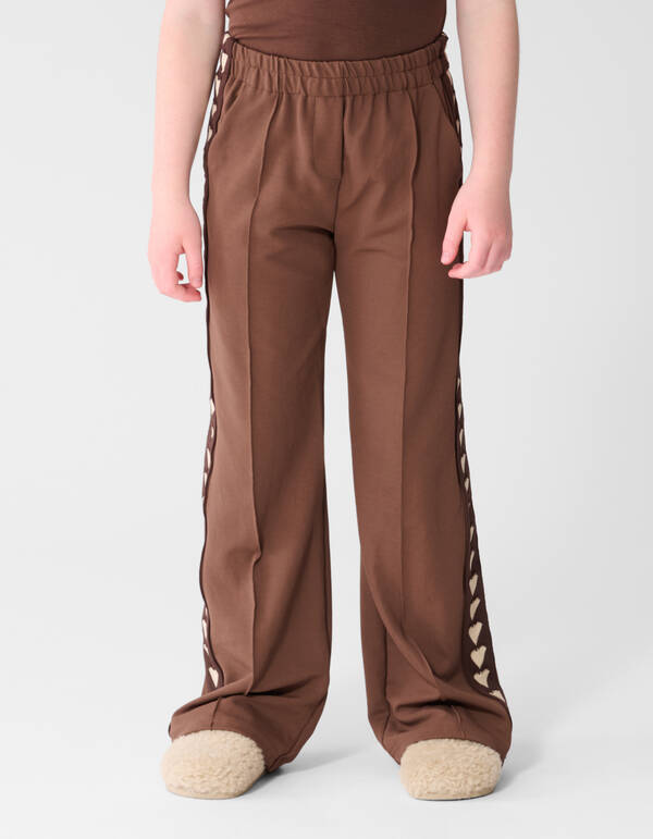 Fancy Tape Wide Leg Broek Bruin SHOEBY GIRLS