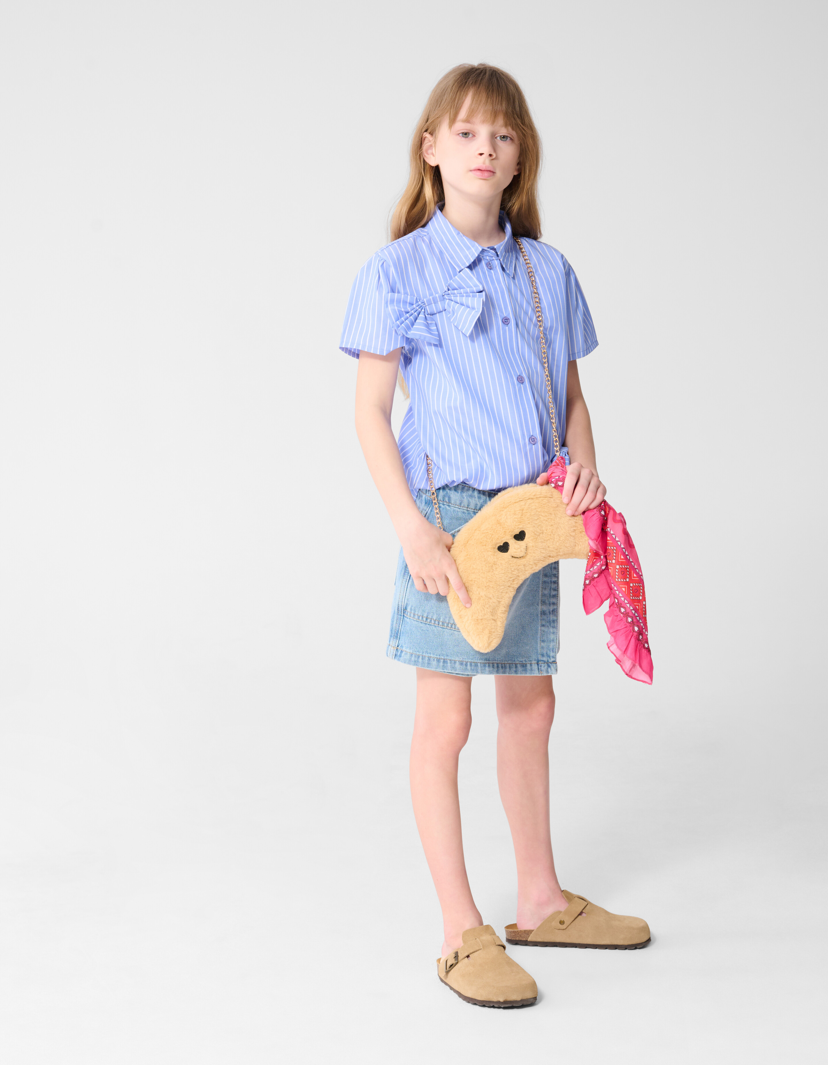 Strik Pinstripe Blouse Lichtblauw SHOEBY GIRLS