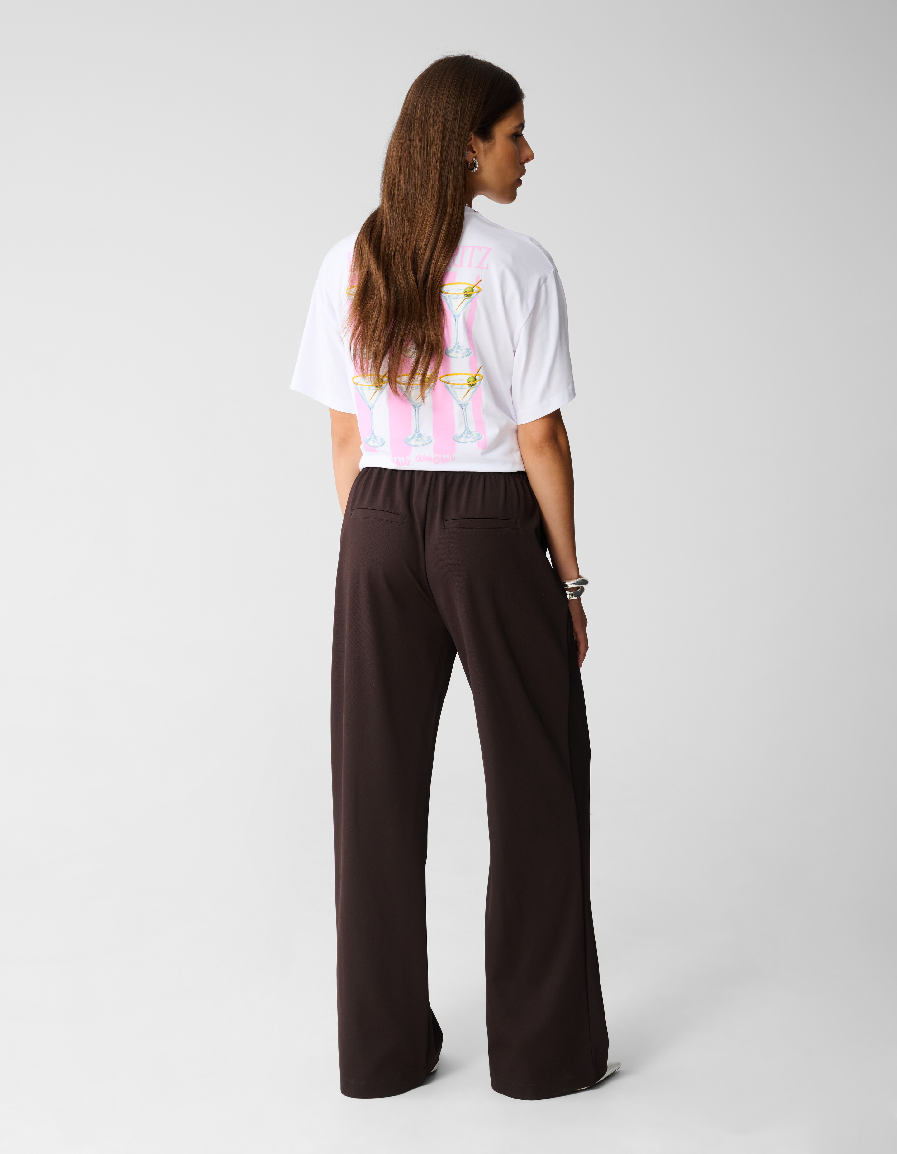 Basis Wide Leg Broek Donkerbruin SHOEBY WOMEN