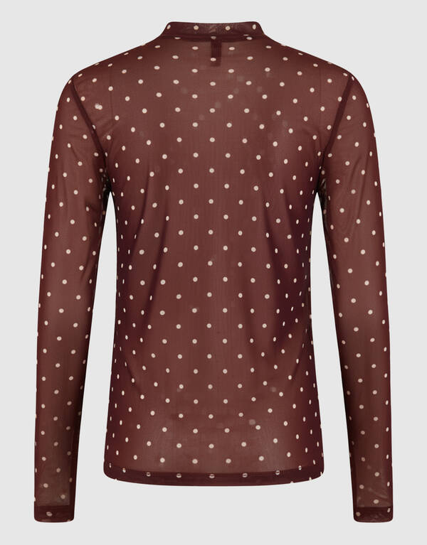 Mesh Stip Top Donkerbruin SHOEBY WOMEN