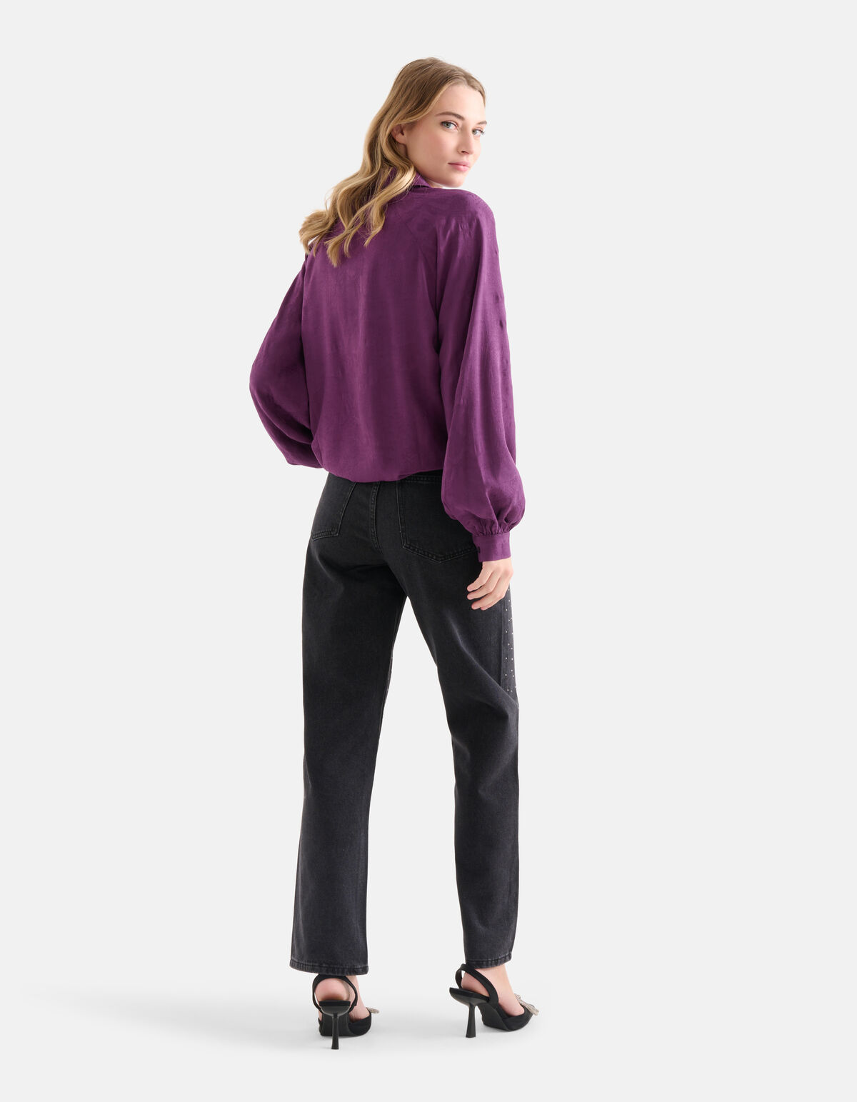 Relaxed Jacquard Blouse Paars SHOEBY WOMEN
