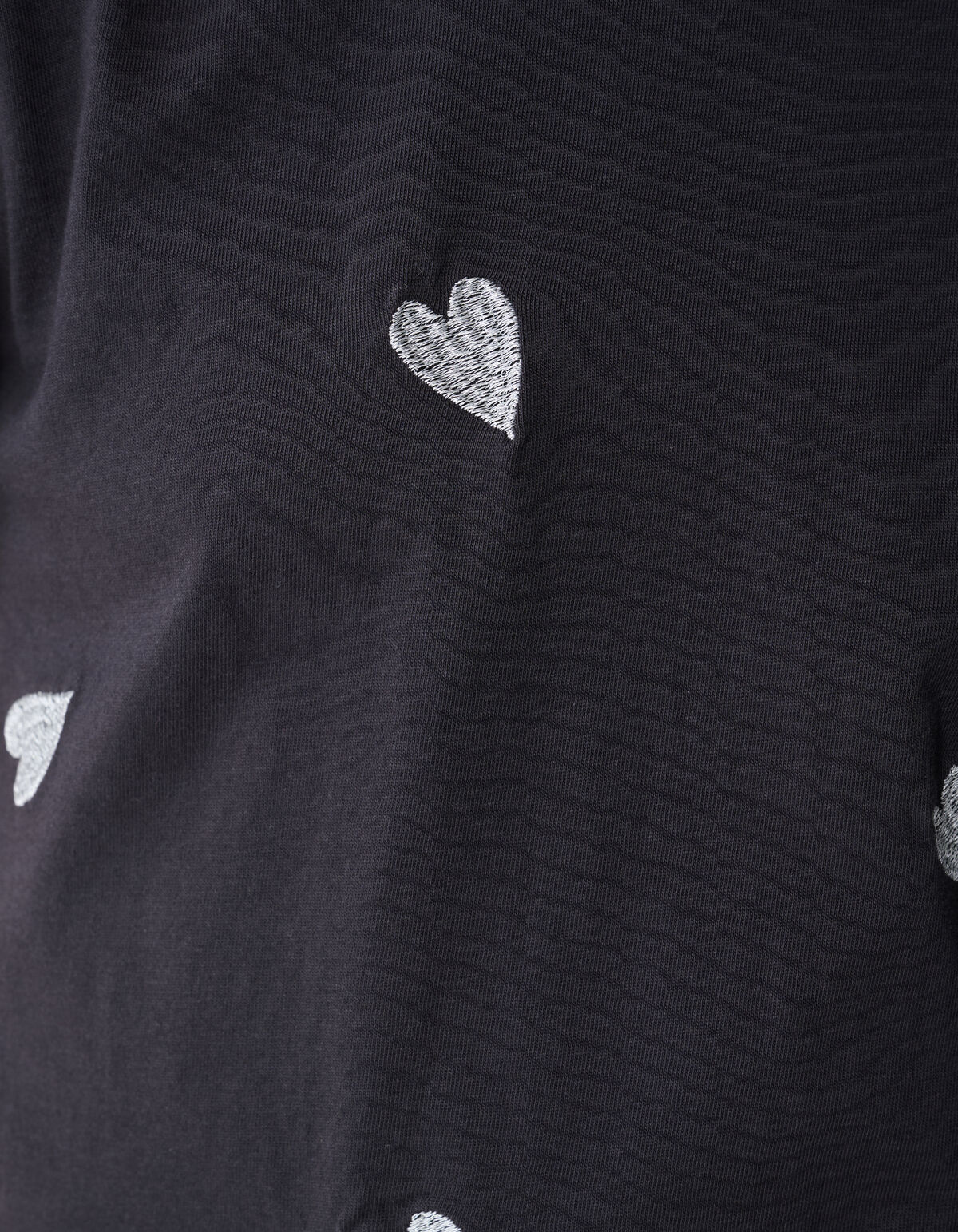 Embroidery Heart T-shirt Donkergrijs SHOEBY GIRLS