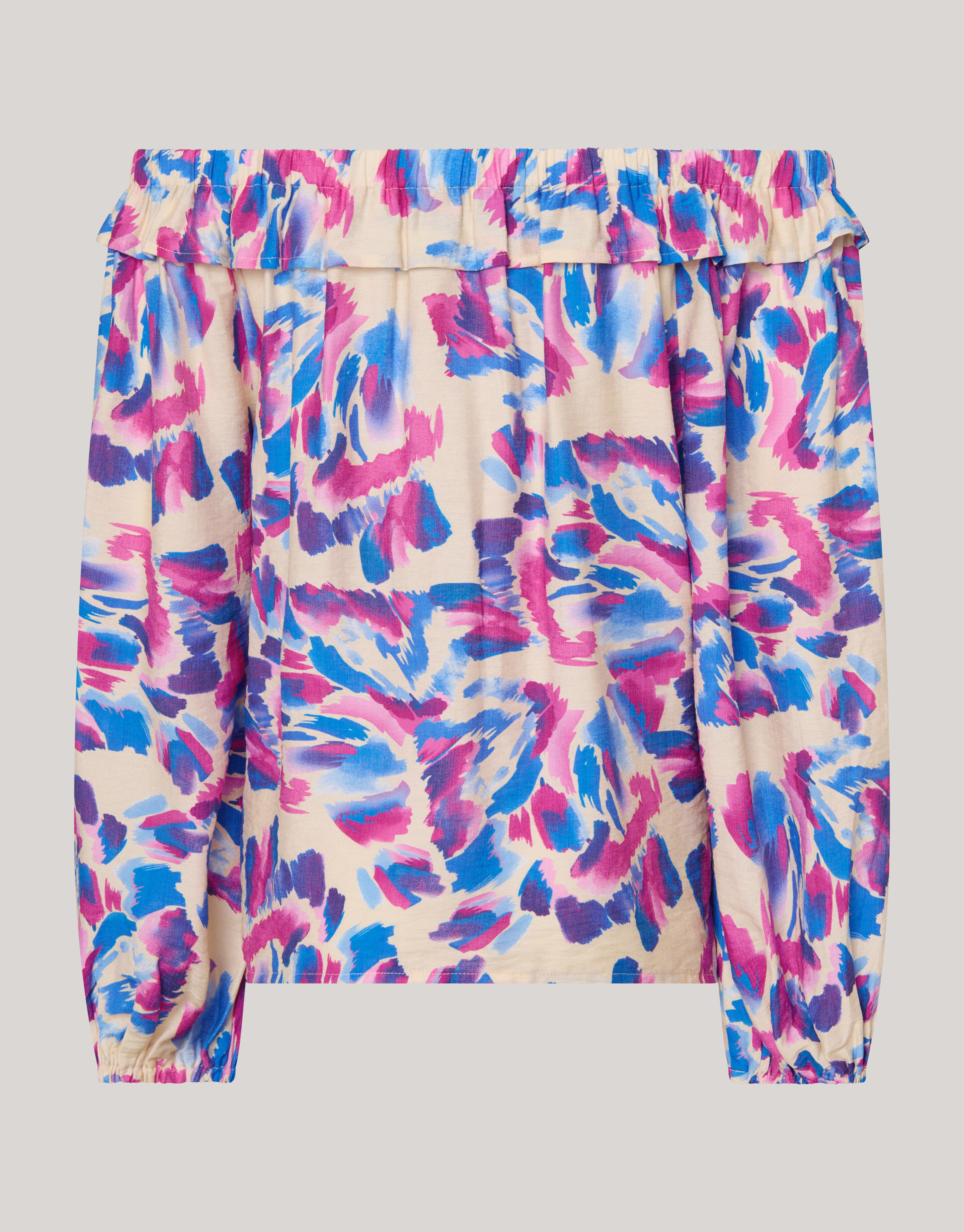 Printed Off Shoulder Top Gebroken Wit SHOEBY WOMEN