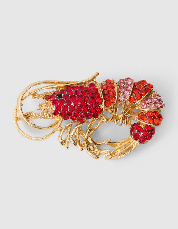 Strass Garnaal Broche Goud SHOEBY ACCESSOIRES