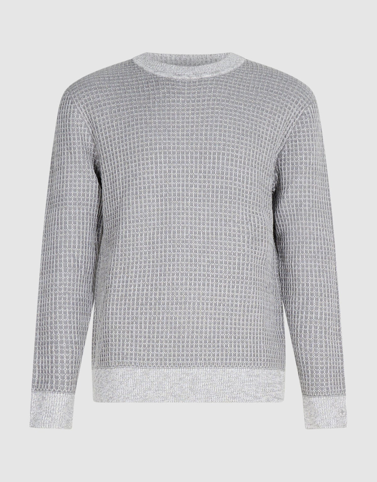 Waffle Crewneck Trui Lichtgrijs SHOEBY MEN