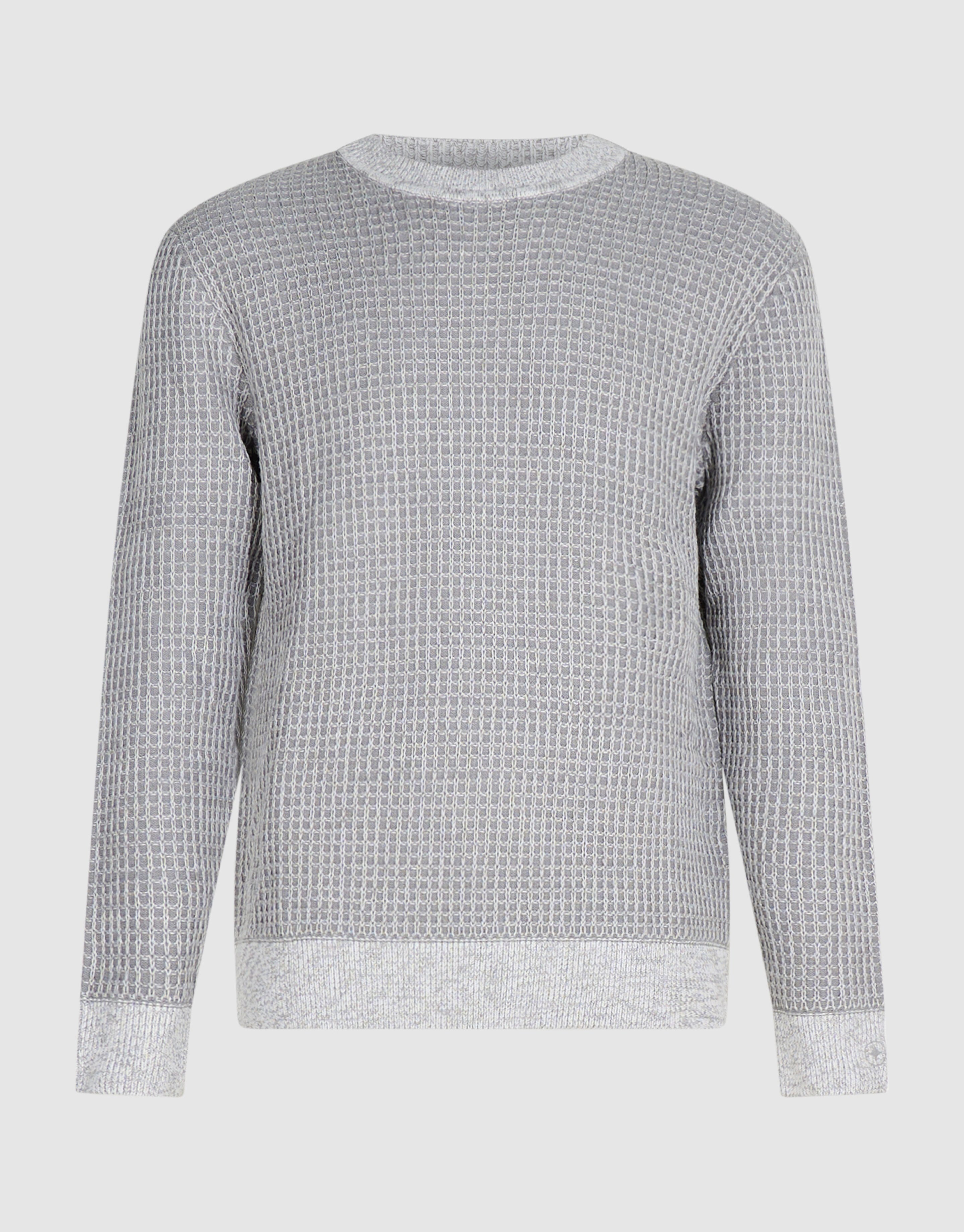 Waffle Crewneck Trui Lichtgrijs SHOEBY MEN