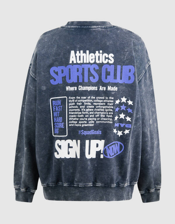 Washed Club Artwork Sweater Donkergrijs SHOEBY BOYS