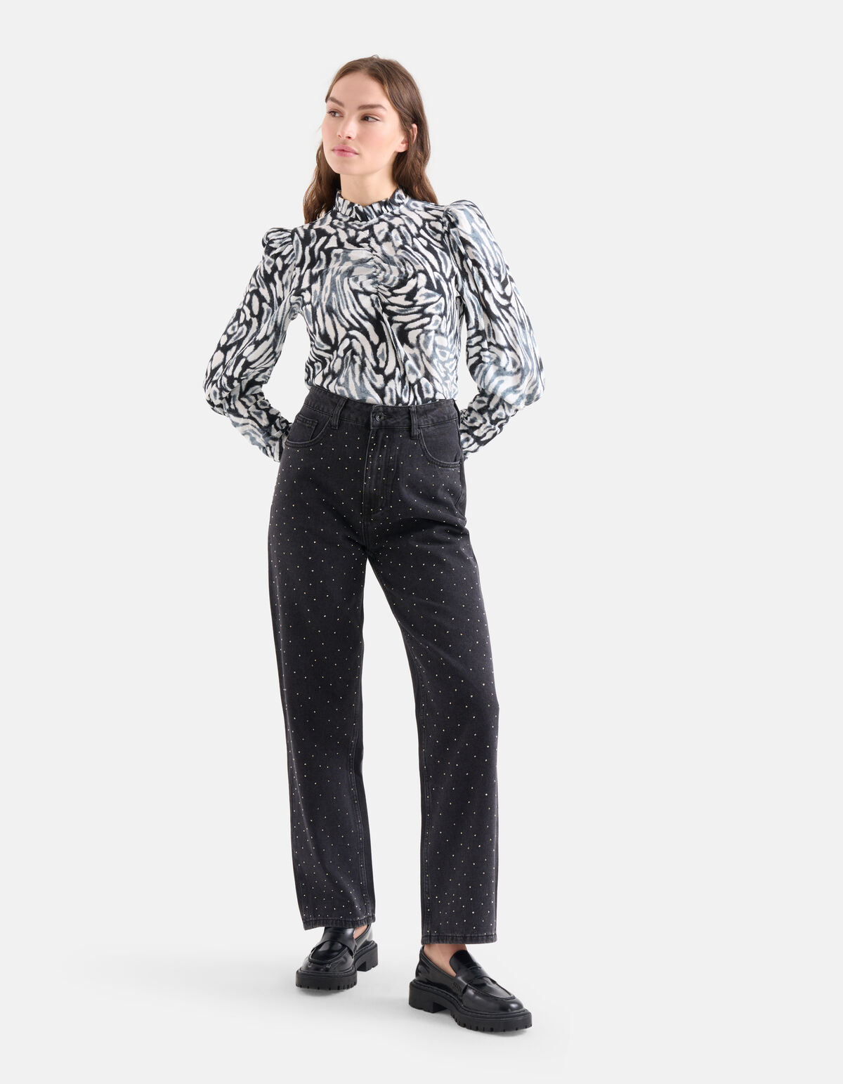 Puffy Sleeve Top Print SHOEBY WOMEN