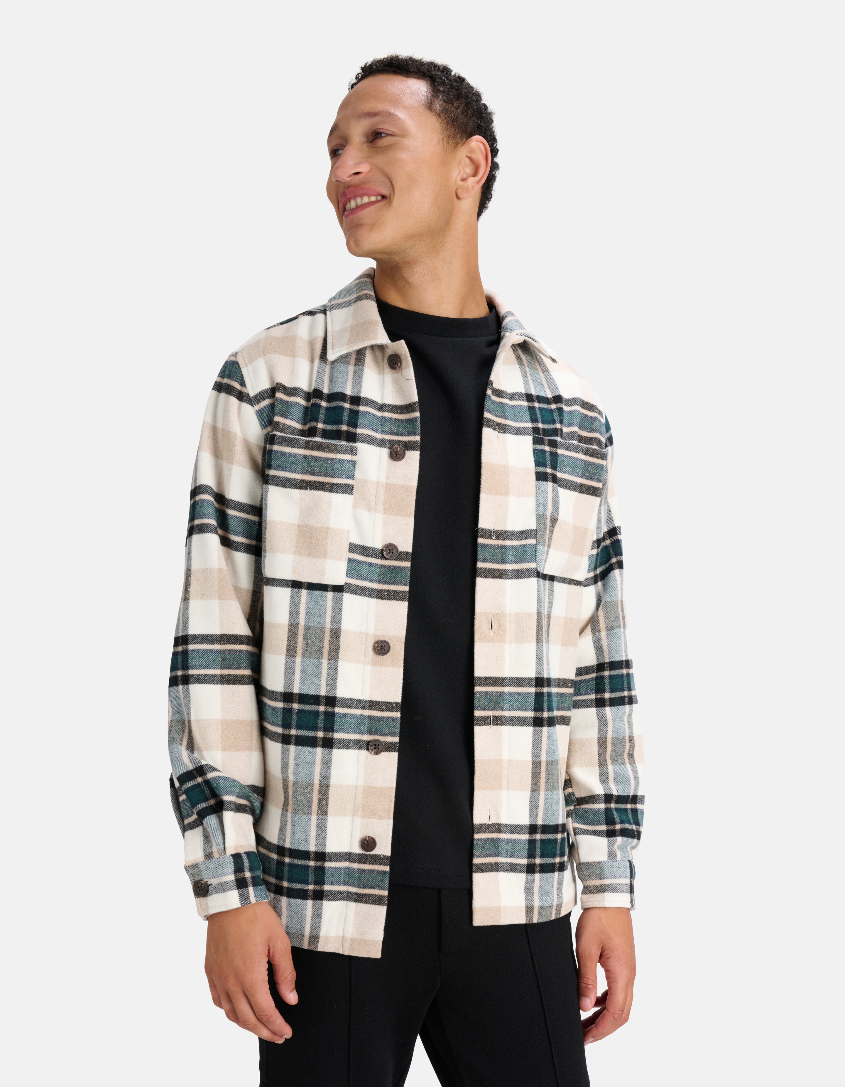 Geruit Overshirt Beige SHOEBY MEN