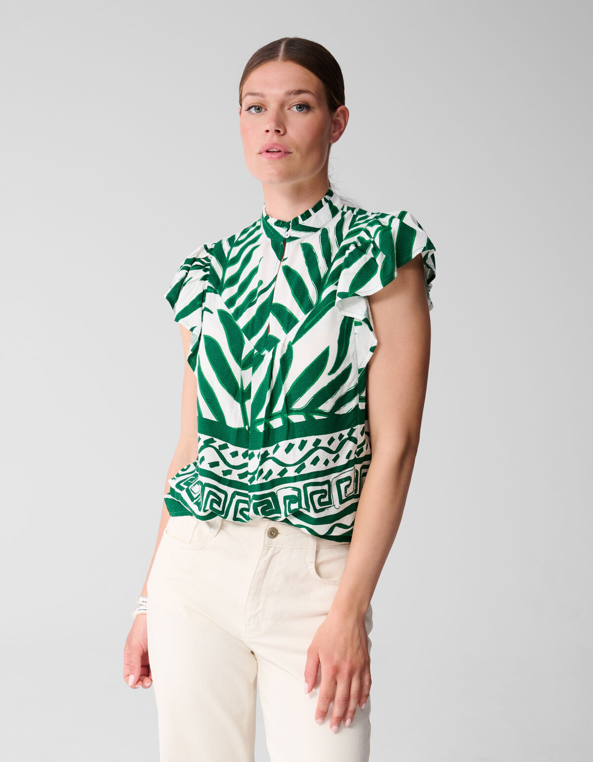Printed Palm Top Wit SHOEBY WOMEN