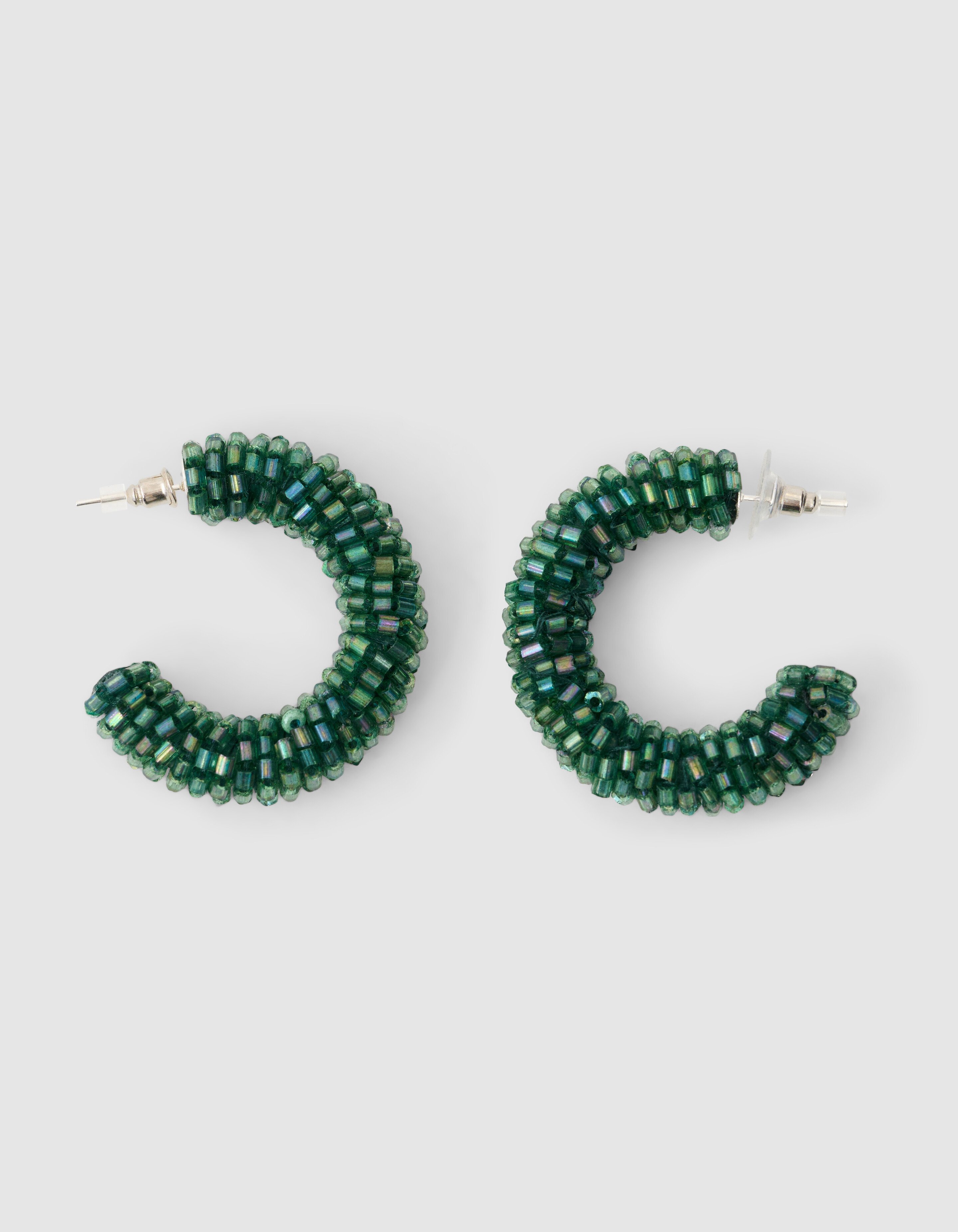 Beaded Hoop Oorbellen Donkergroen SHOEBY ACCESSOIRES