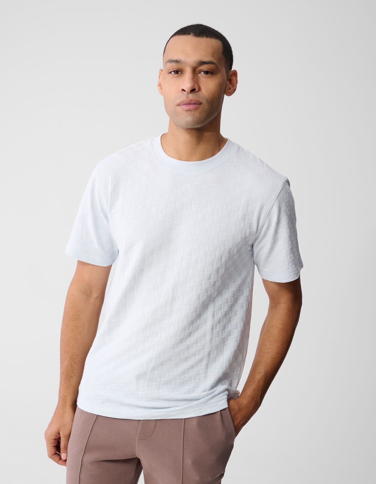 Structuur T-shirt Lichtblauw SHOEBY MEN