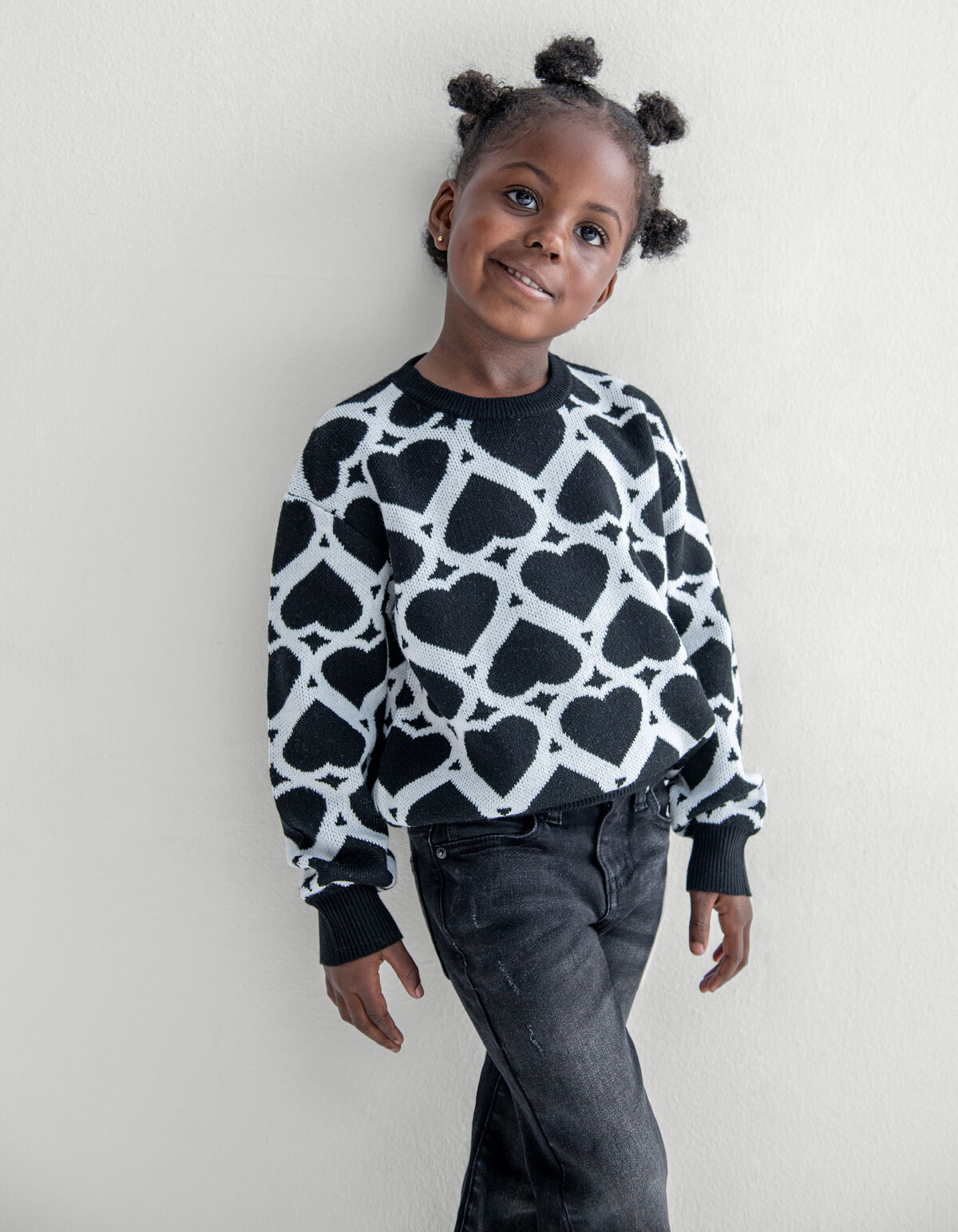 Printed Jacquard Trui Zwart SHOEBY GIRLS