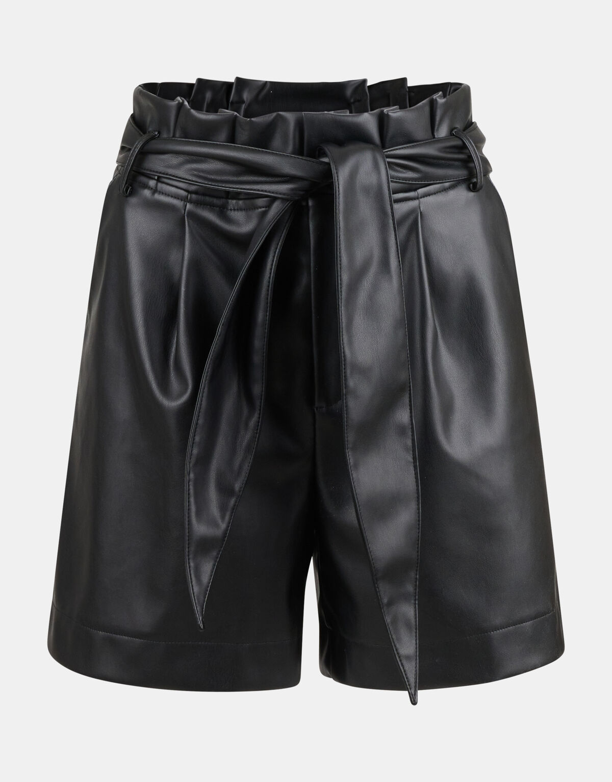 Vegan Leren Paperbag Short Zwart EKSEPT