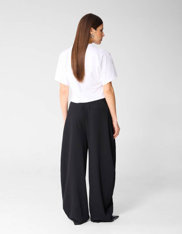 Waistband Barrel Fit Pantalon Zwart By Monica SHOEBY WOMEN