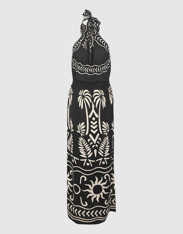 Printed Maxi Halter Jurk Zwart SHOEBY WOMEN