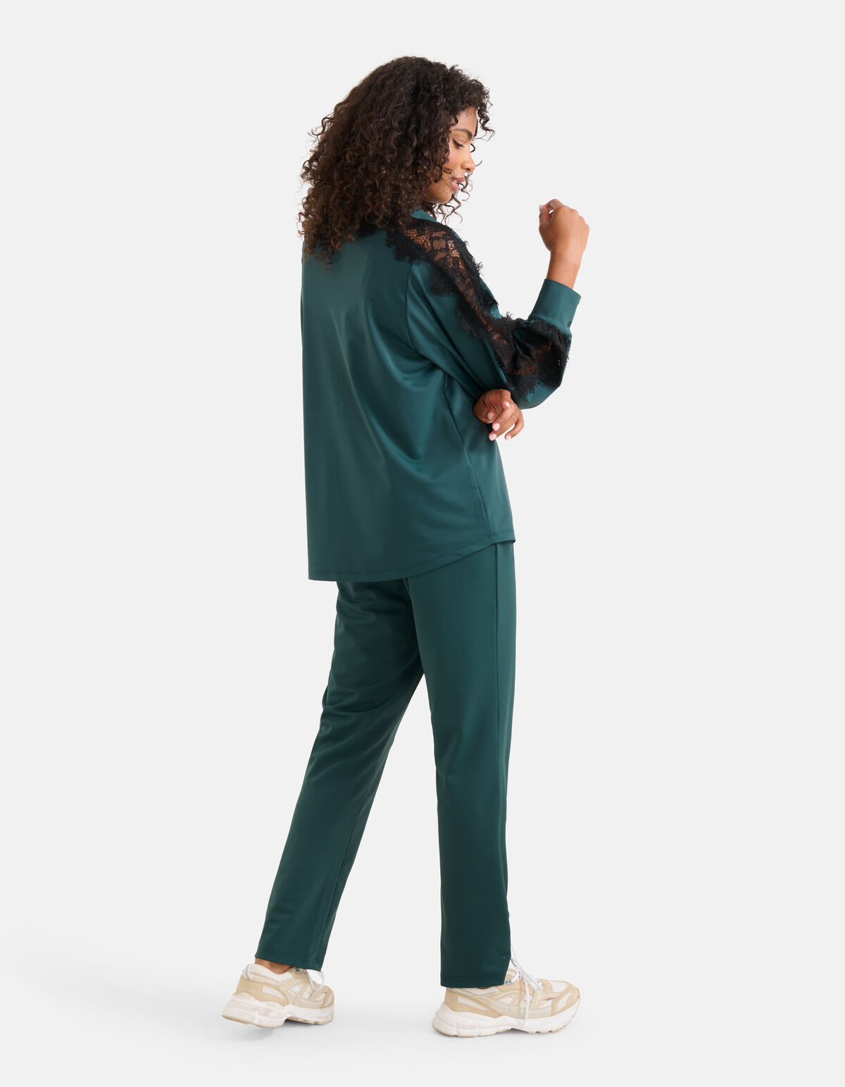 Kanten Travel Blouse Donkergroen SHOEBY WOMEN