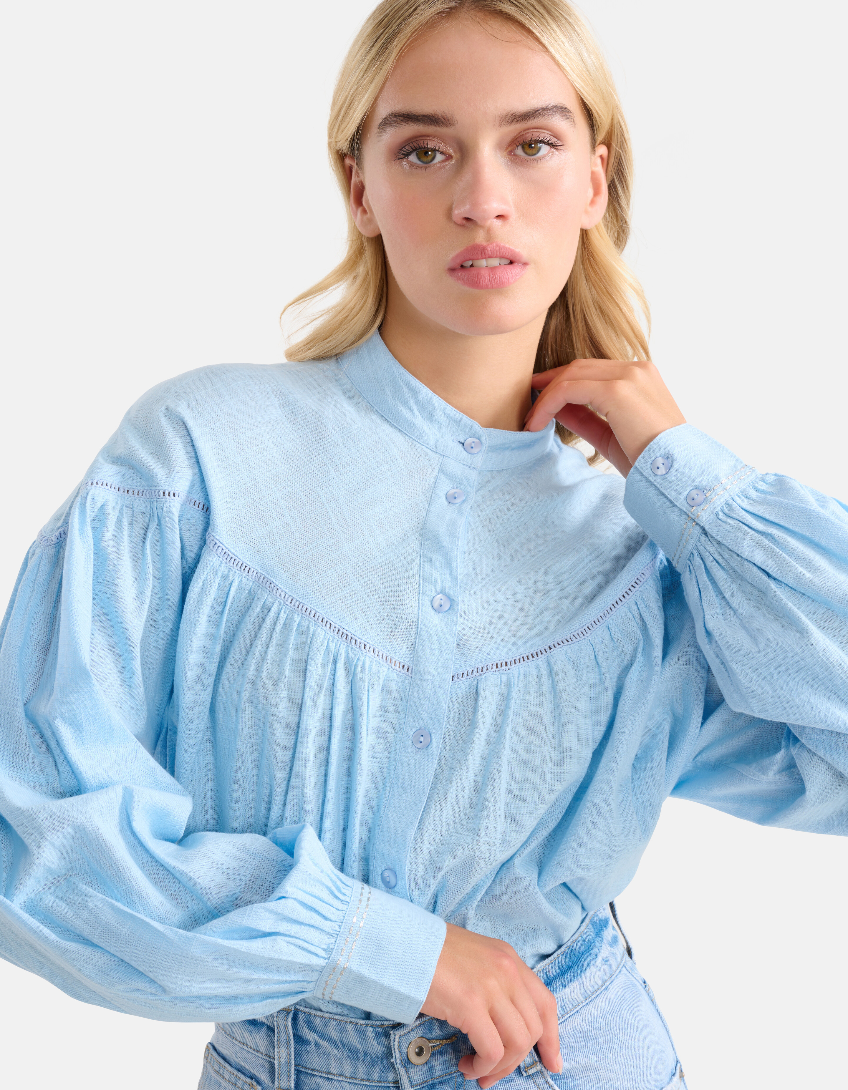 Embroidery Blouse Blauw SHOEBY WOMEN