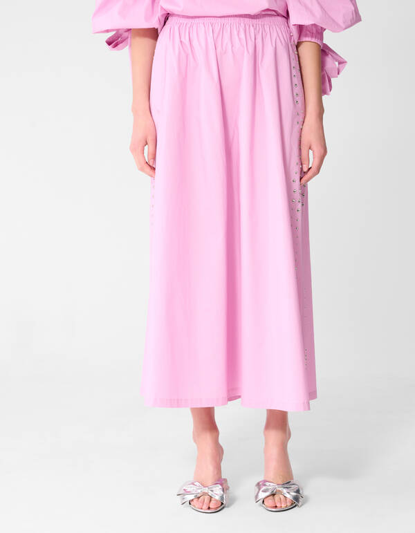 Poplin Studs Maxi Rok Roze SHOEBY WOMEN