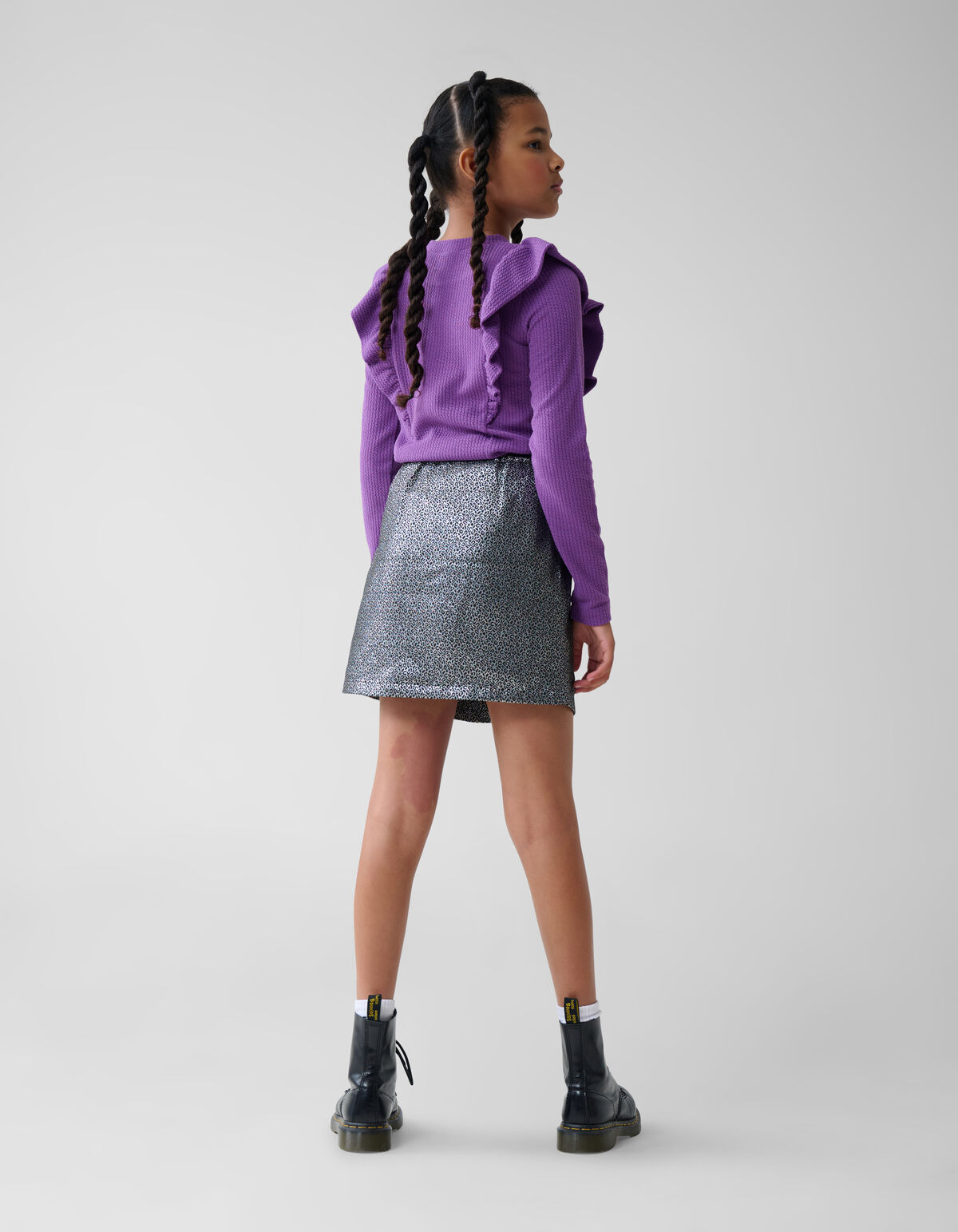 Jacquard Strik Mini Rok Zilver SHOEBY GIRLS