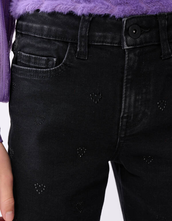 Strass Heart Straight Fit Jeans Zwart SHOEBY GIRLS