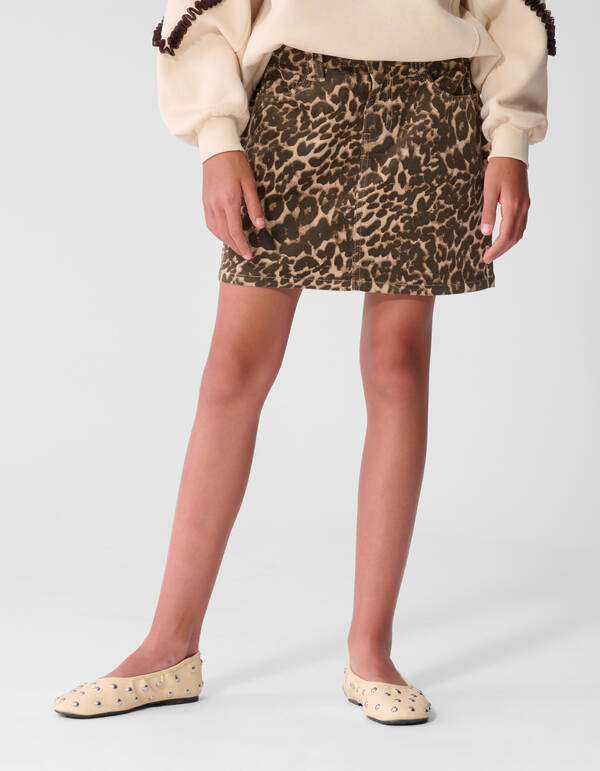 Velvet Leopard Mini Rok Bruin SHOEBY GIRLS