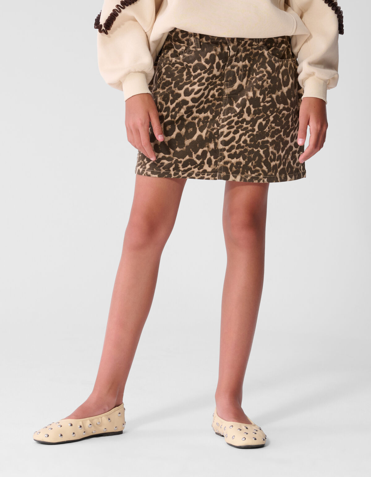 Velvet Leopard Mini Rok Bruin SHOEBY GIRLS