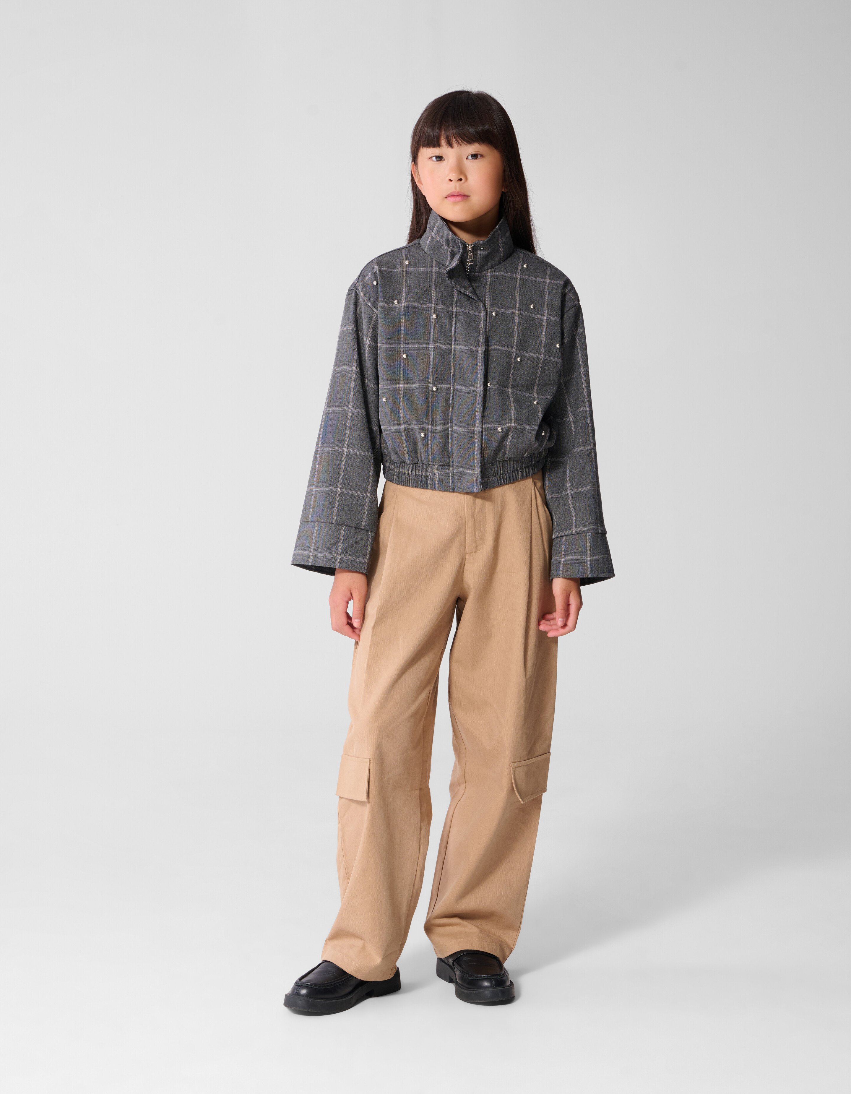 Studded Ruiten Bomber Jack Grijs SHOEBY GIRLS