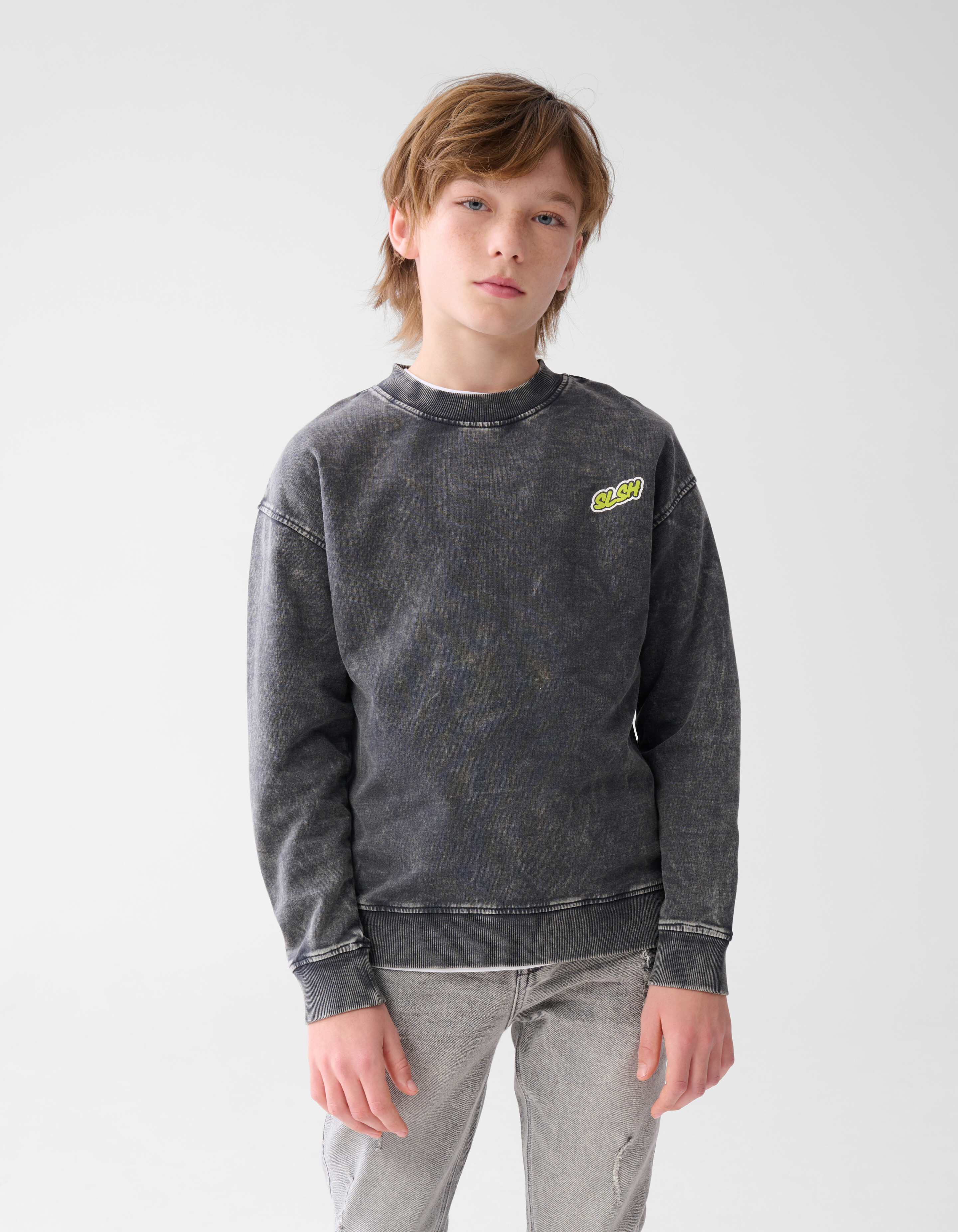 Washed Artwork Sweater Grijs SHOEBY BOYS