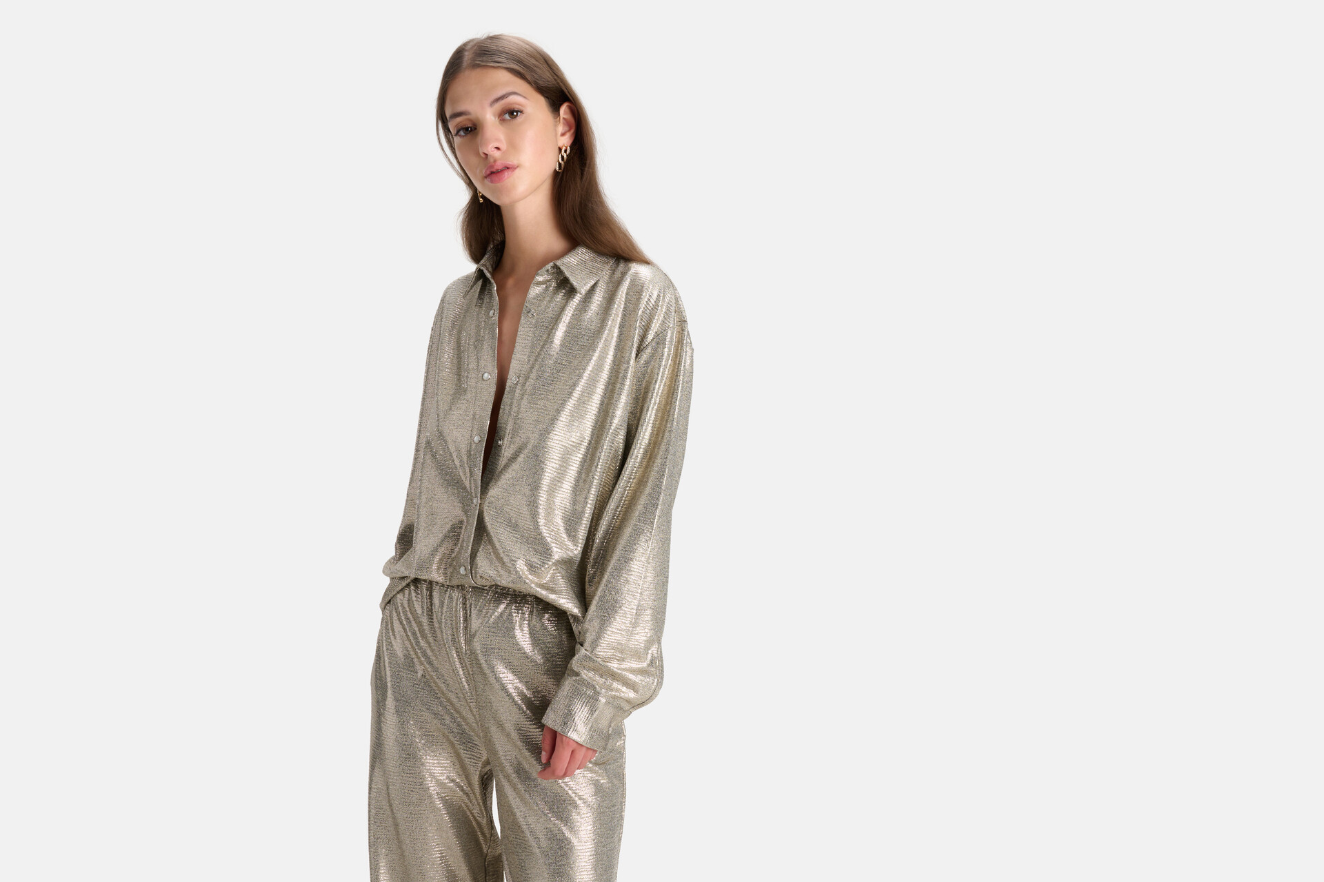 Oversized Coated Blouse Zilver SHOEBY WOMEN