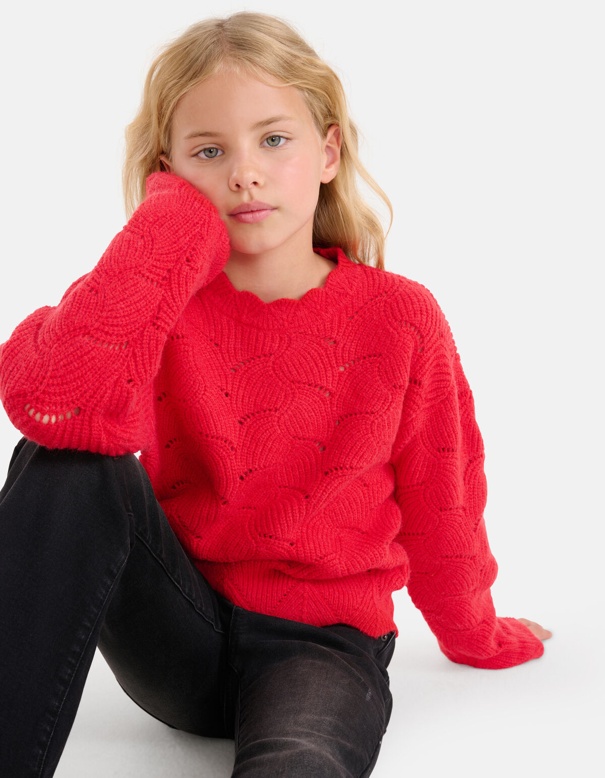 Opengewerkte Trui Rood SHOEBY GIRLS