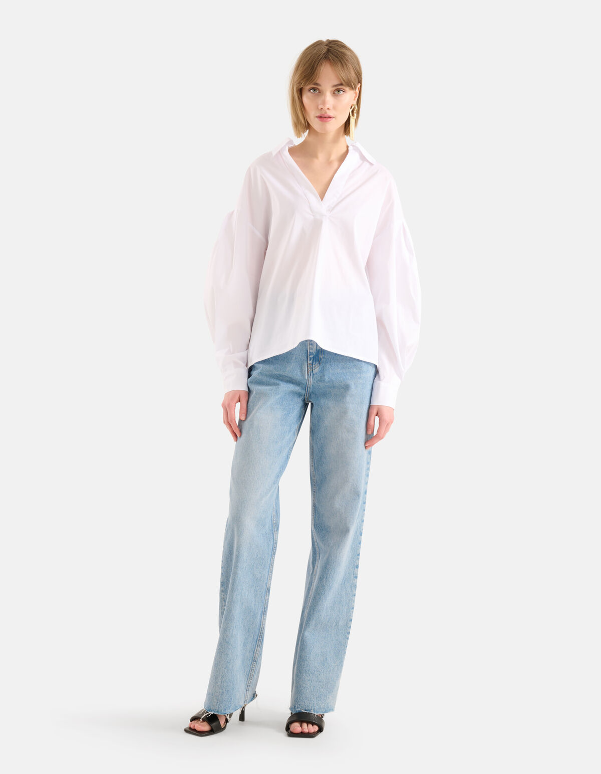 Poplin Blouse Wit SHOEBY WOMEN