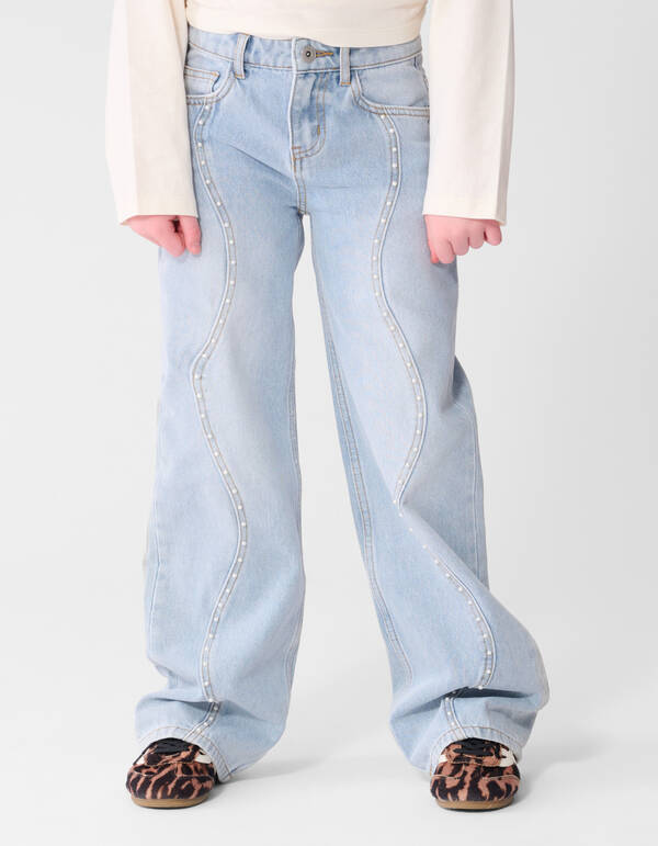 Ultra Wide Wavy Parel Jeans Bleached SHOEBY GIRLS