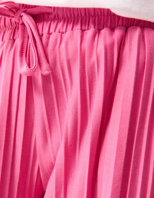 Pliss&eacute; Wide Leg Broek Roze SHOEBY GIRLS