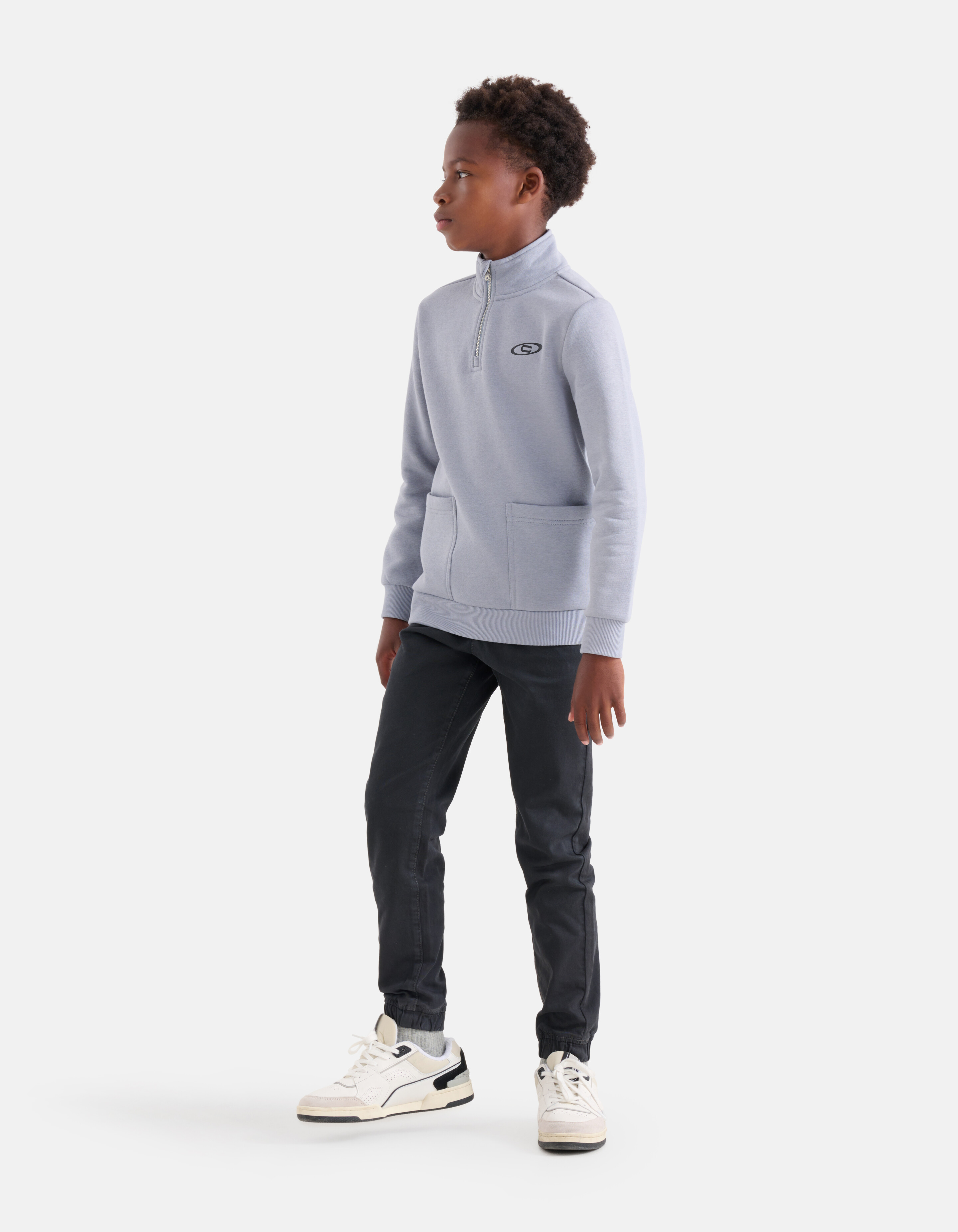 Loose Fit Twill Broek Donkergrijs SHOEBY BOYS