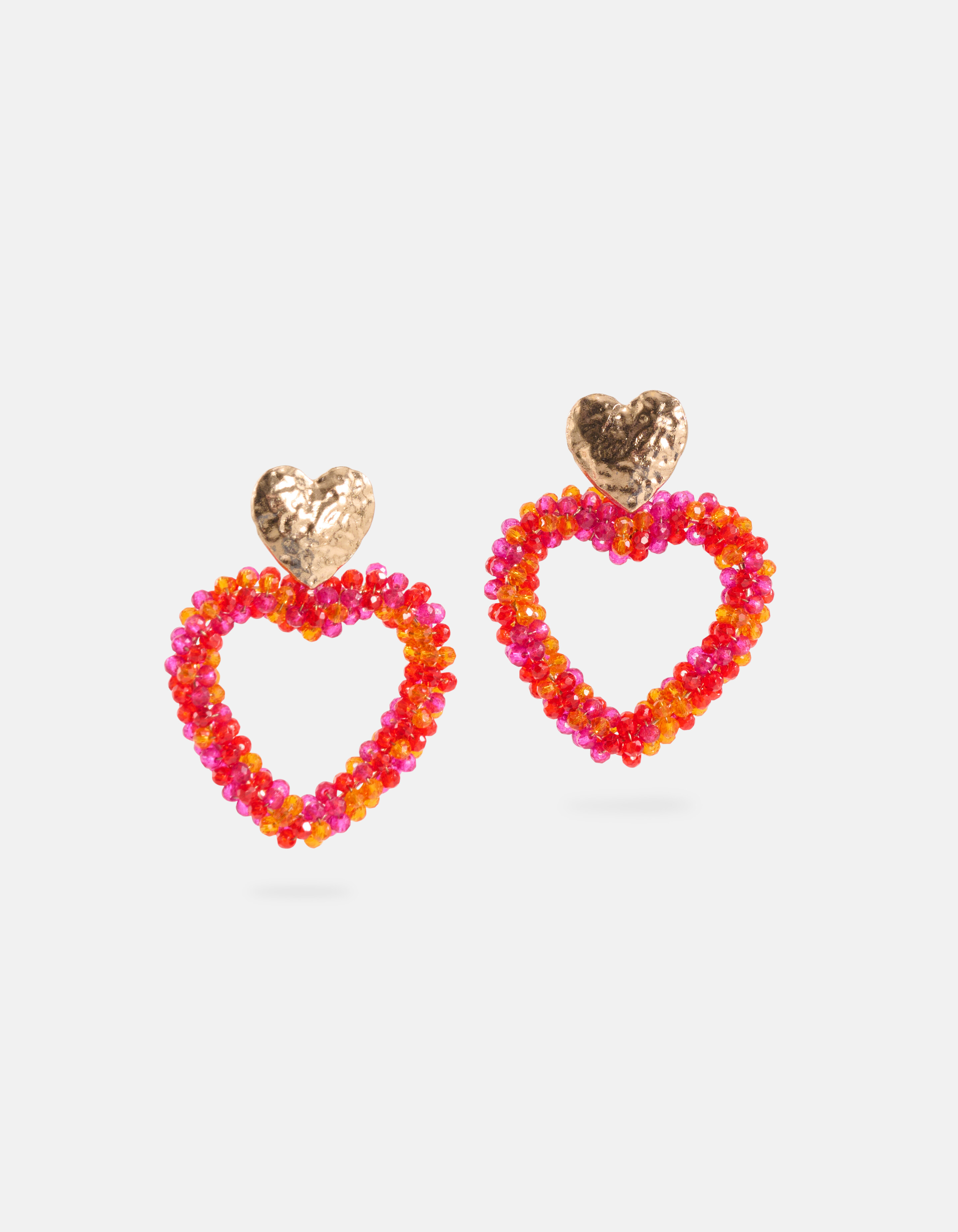 Beaded Hartjes Oorbellen Rood SHOEBY ACCESSOIRES