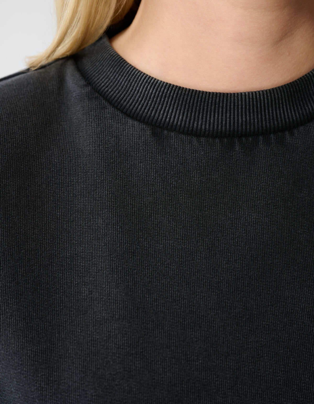 Padded Washed Sweat T-shirt Donkergrijs SHOEBY WOMEN