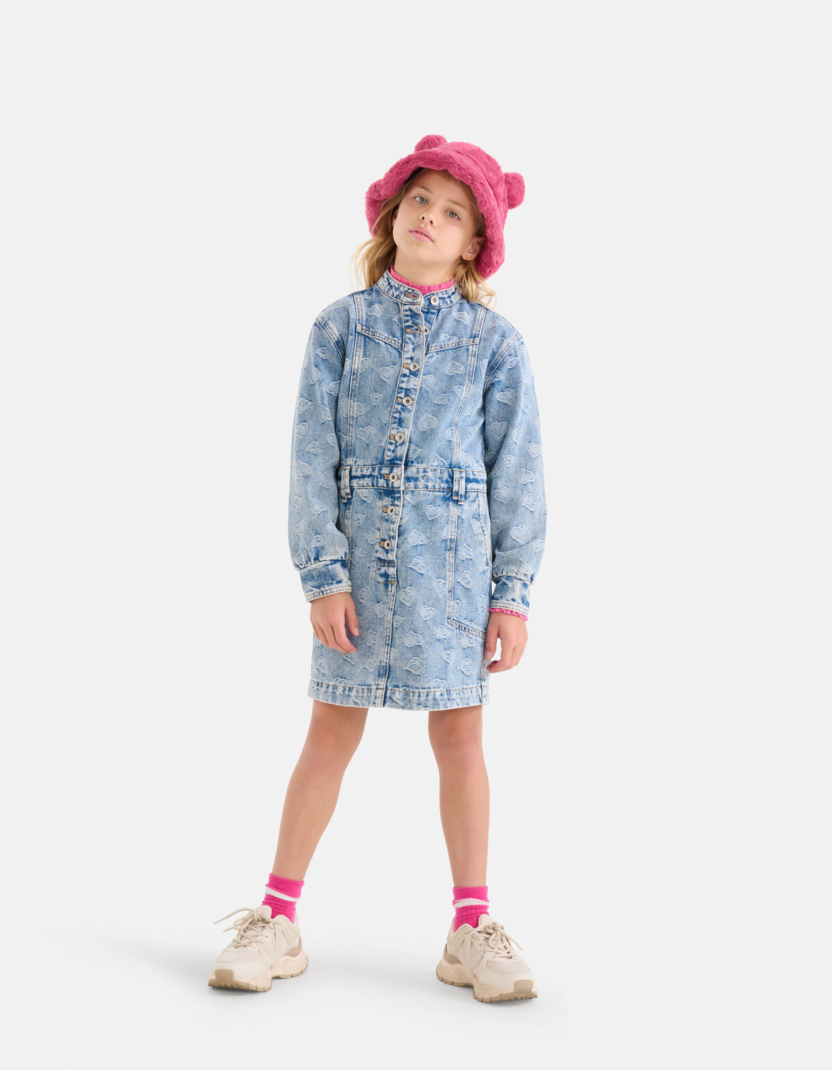 Jacquard Denim Jurk Blauw SHOEBY GIRLS