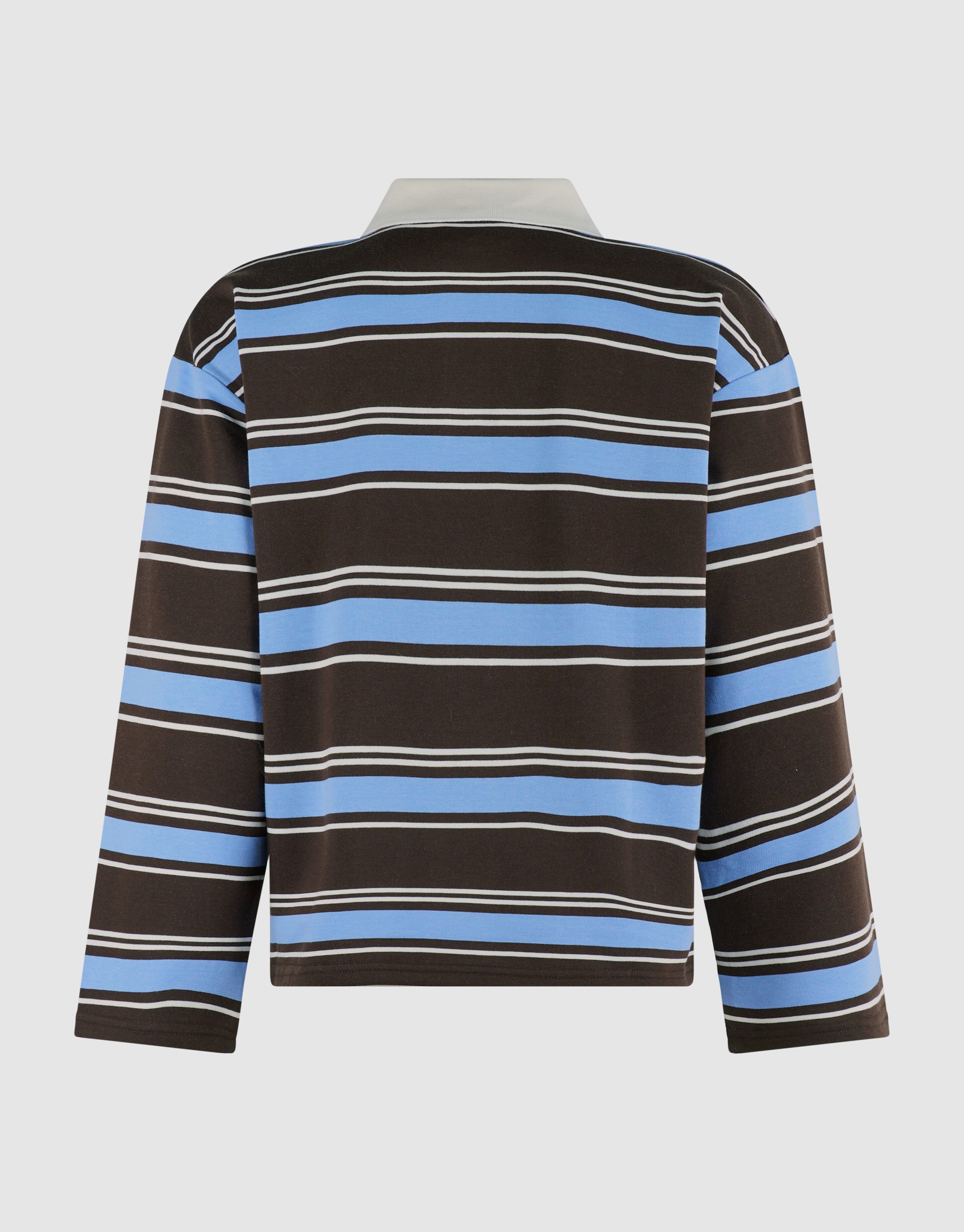 Gestreepte Polo Longsleeve Donkerbruin/Blauw SHOEBY WOMEN