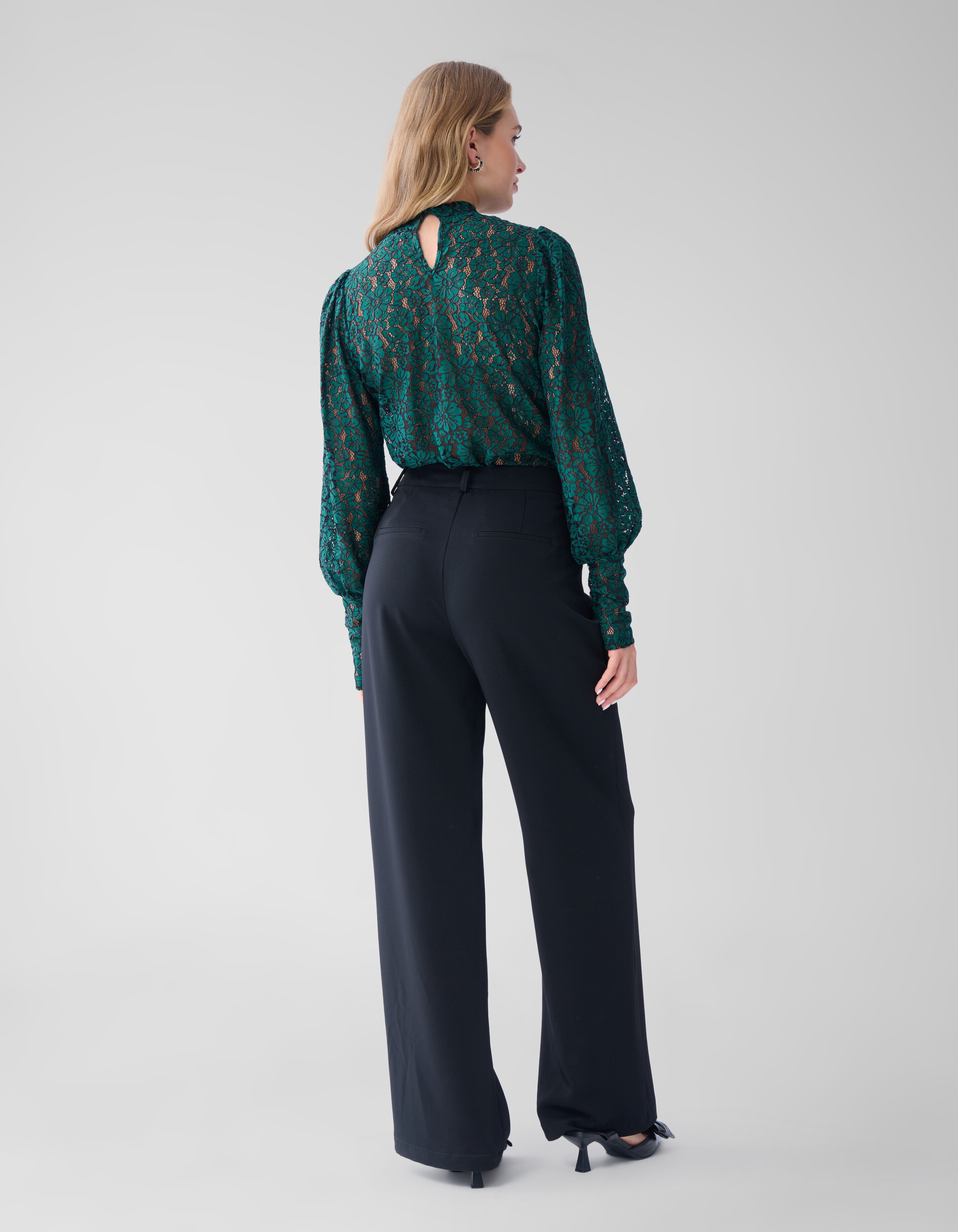 Two Tone Kanten Top Donkergroen SHOEBY WOMEN