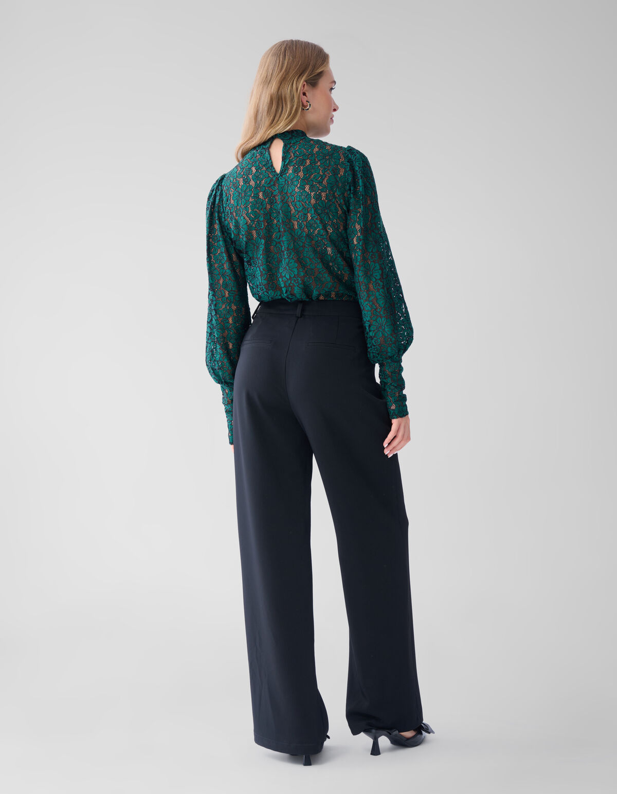 Two Tone Kanten Top Donkergroen SHOEBY WOMEN