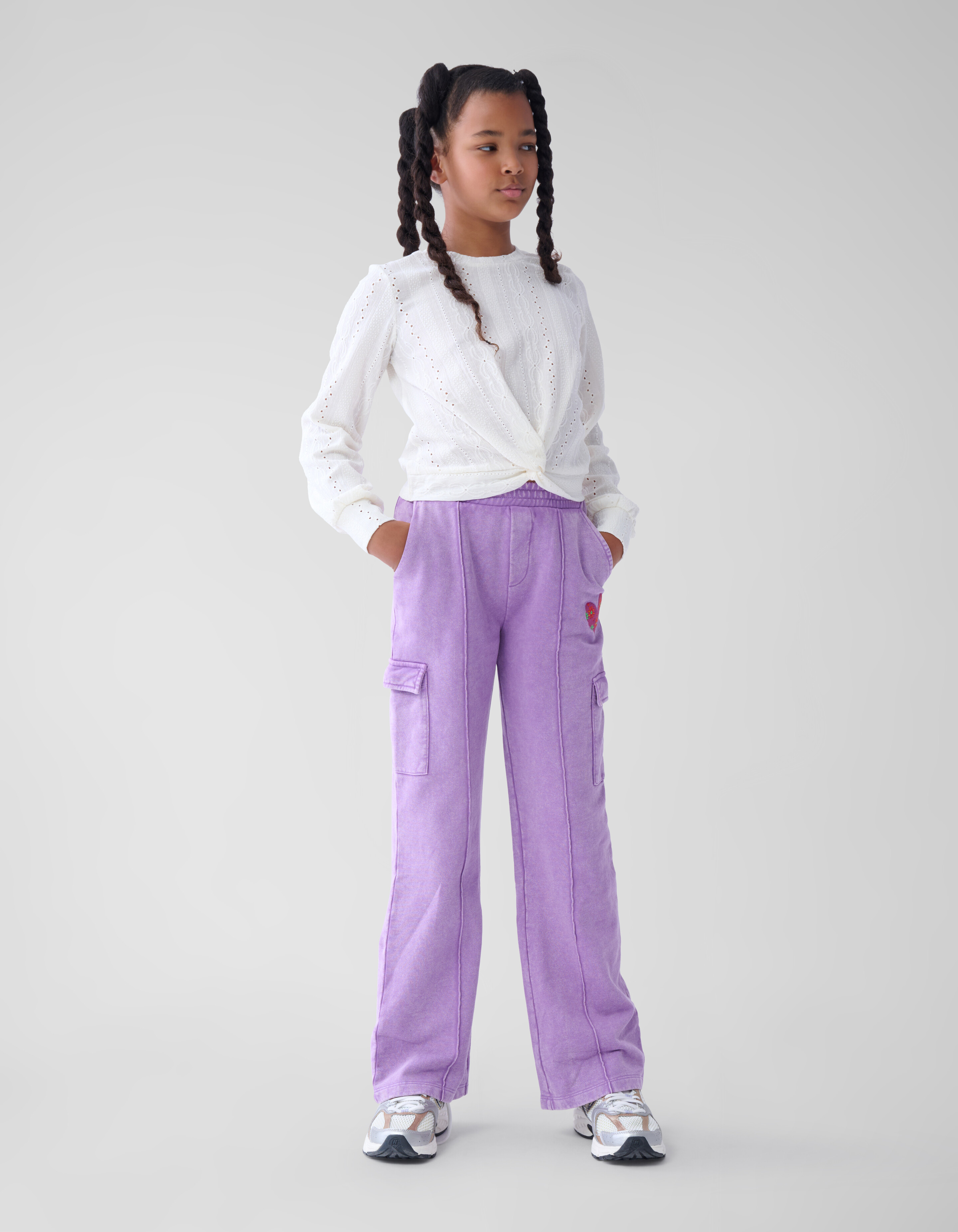 Cargo Wide Leg Broek Paars SHOEBY GIRLS