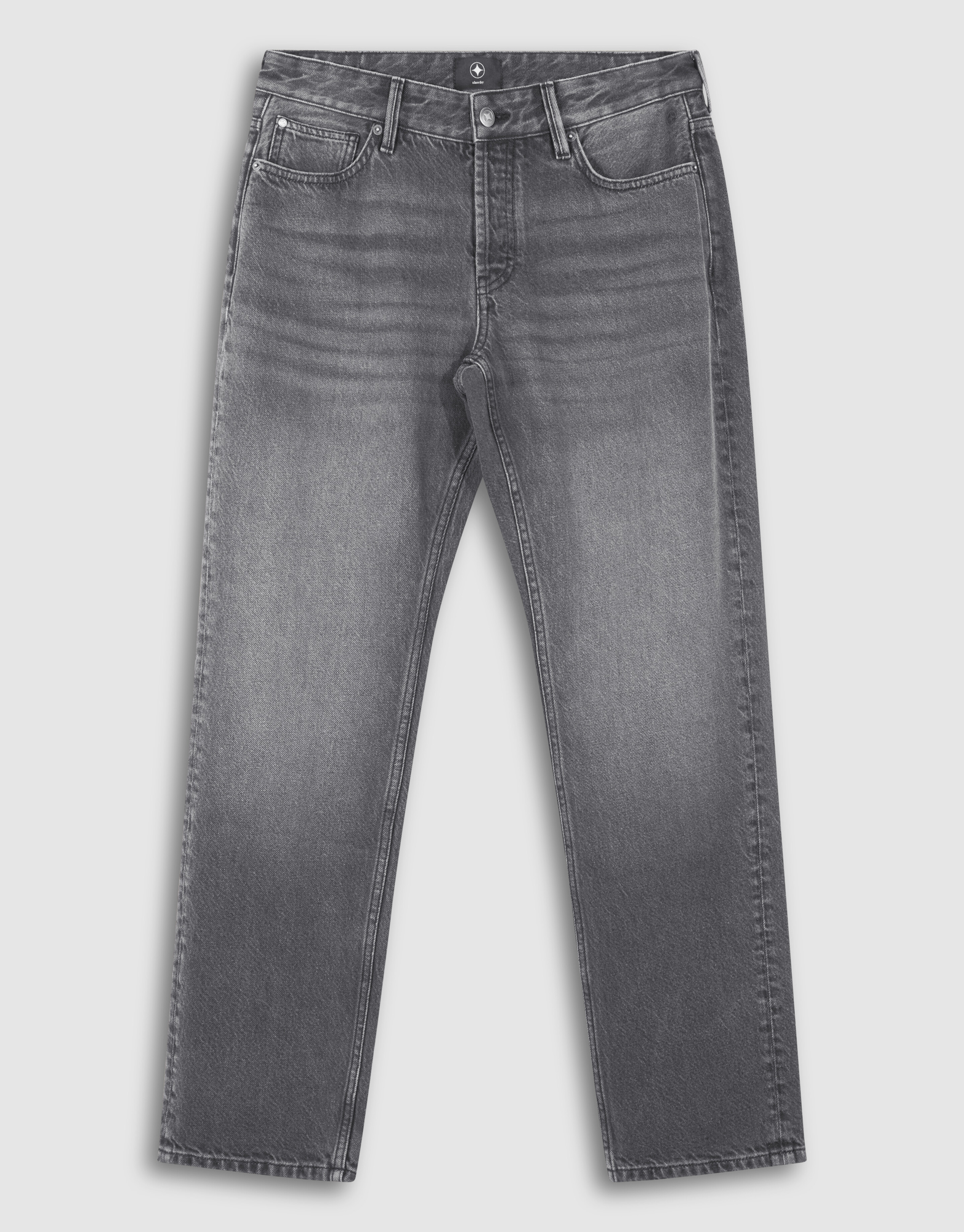 Modern Straight Fit Jeans Washed Zwart L32 SHOEBY MEN