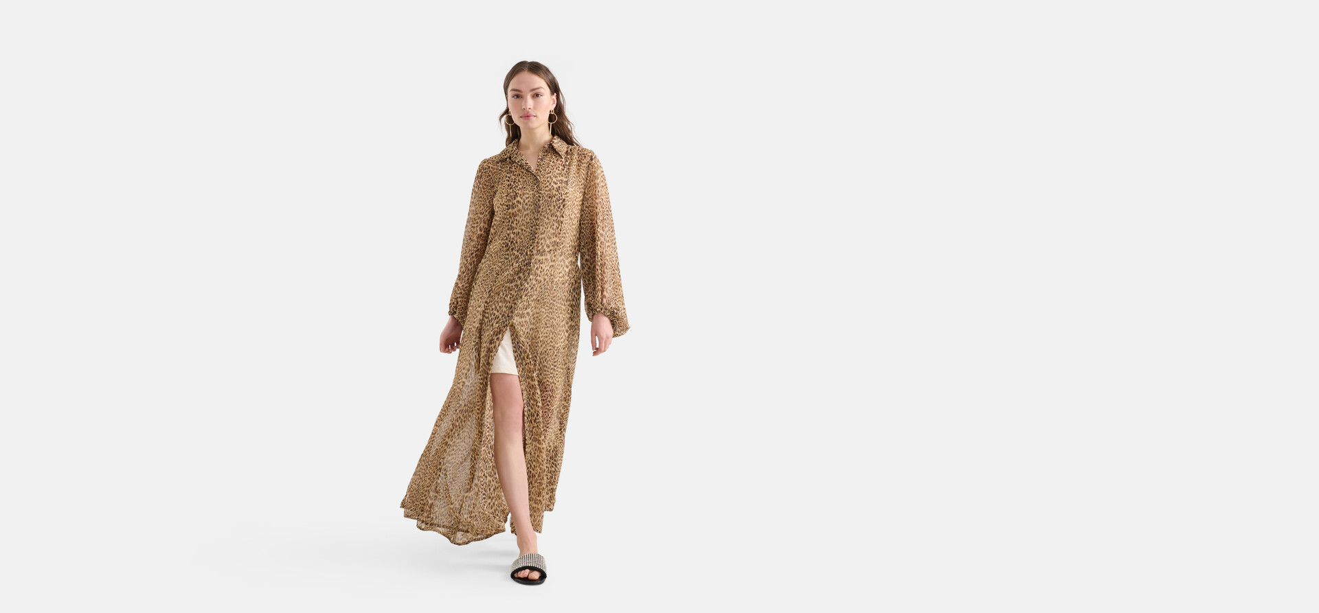 Cheetah Maxi Jurk Bruin SHOEBY WOMEN